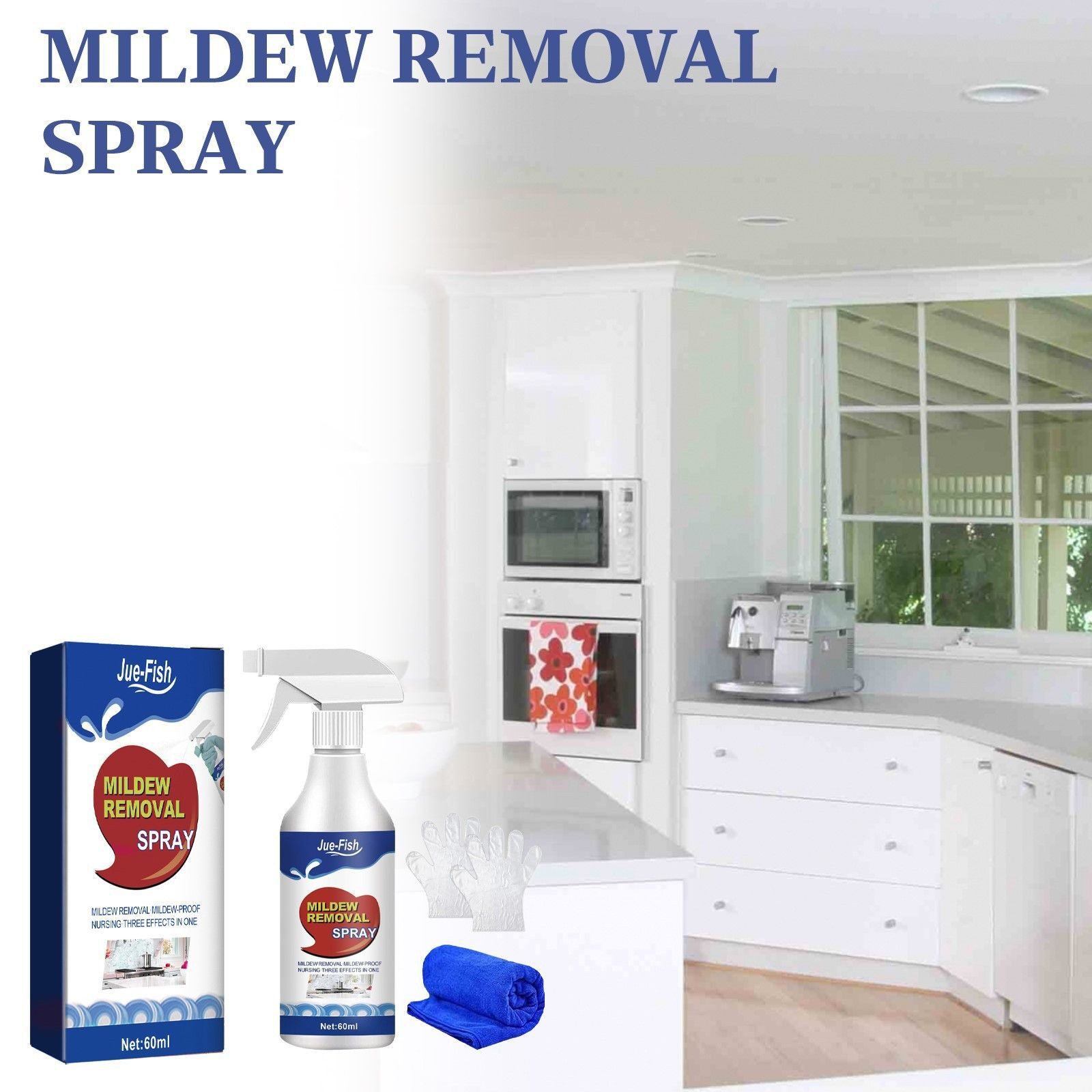 Mehrzweck-spray Zur Schimmel- Und Fleckenentfernung Für Die Reinigung Von Schimmelflecken Auf Badezimmerfliesen, Wänden Und Decken – 60 Ml + Handtuch + Handschuhe -- Biemmedue