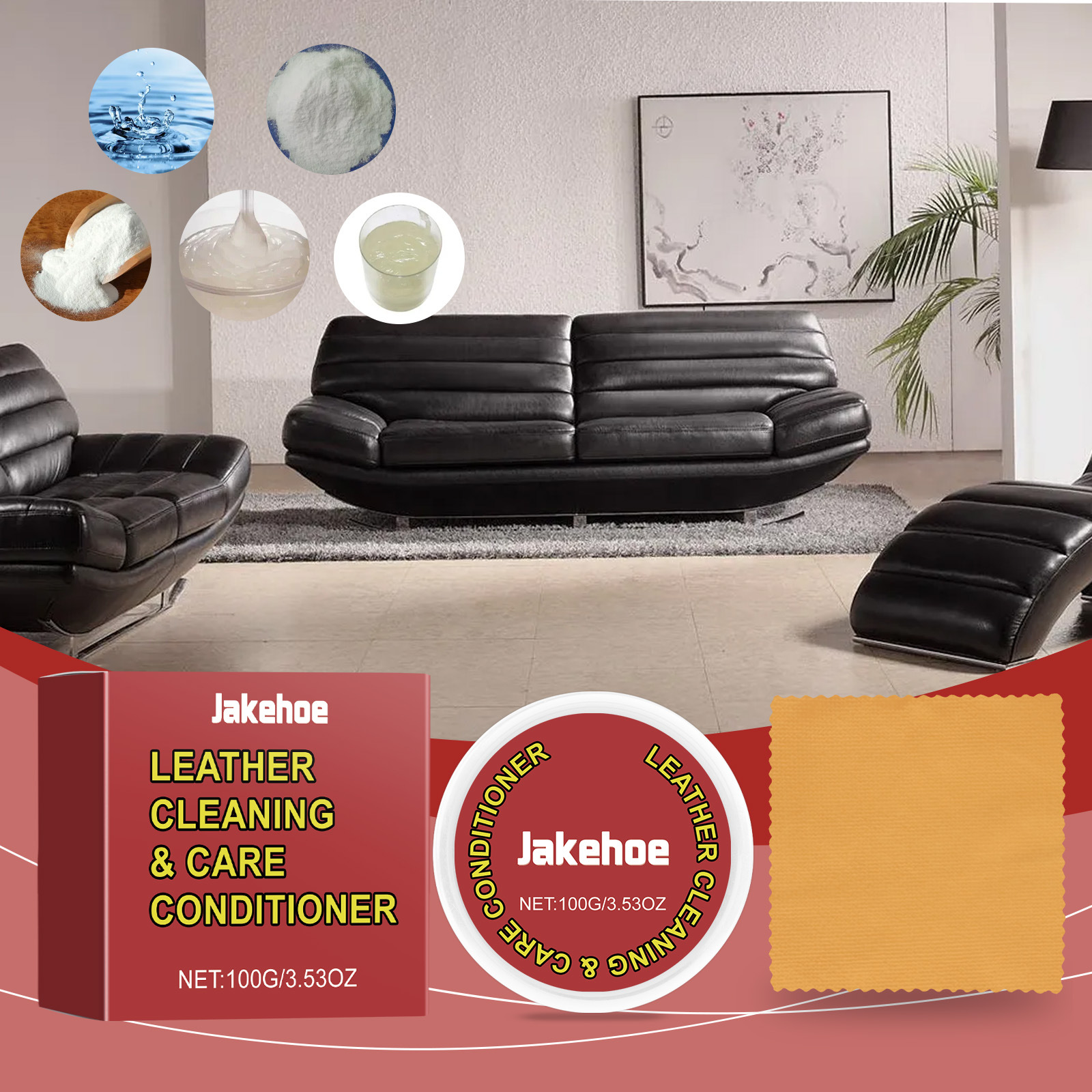 Multifunktionale Lederreinigungs- Und Pflegecreme Für Ledersofas Und -taschen – 100 G X 1 + 1 Tuch -- Biemmedue