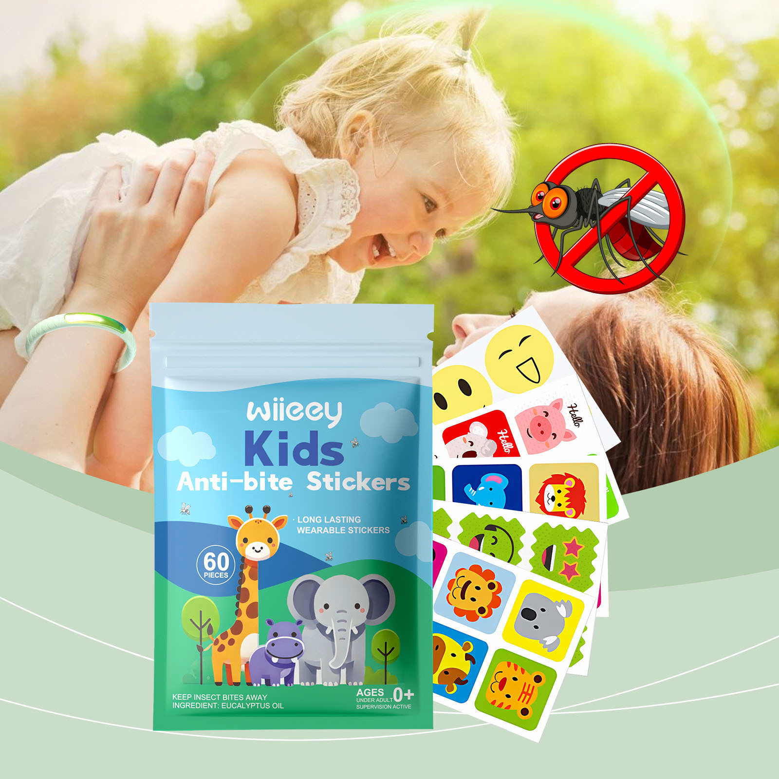 Mückenschutzaufkleber Mit Cartoon-motiven Für Kinder, Aufkleber Mit Pflanzlichen Ätherischen Ölen Zum Schutz Vor Mückenstichen Für Zuhause Und Unterwegs – 60 Stück -- Biemmedue