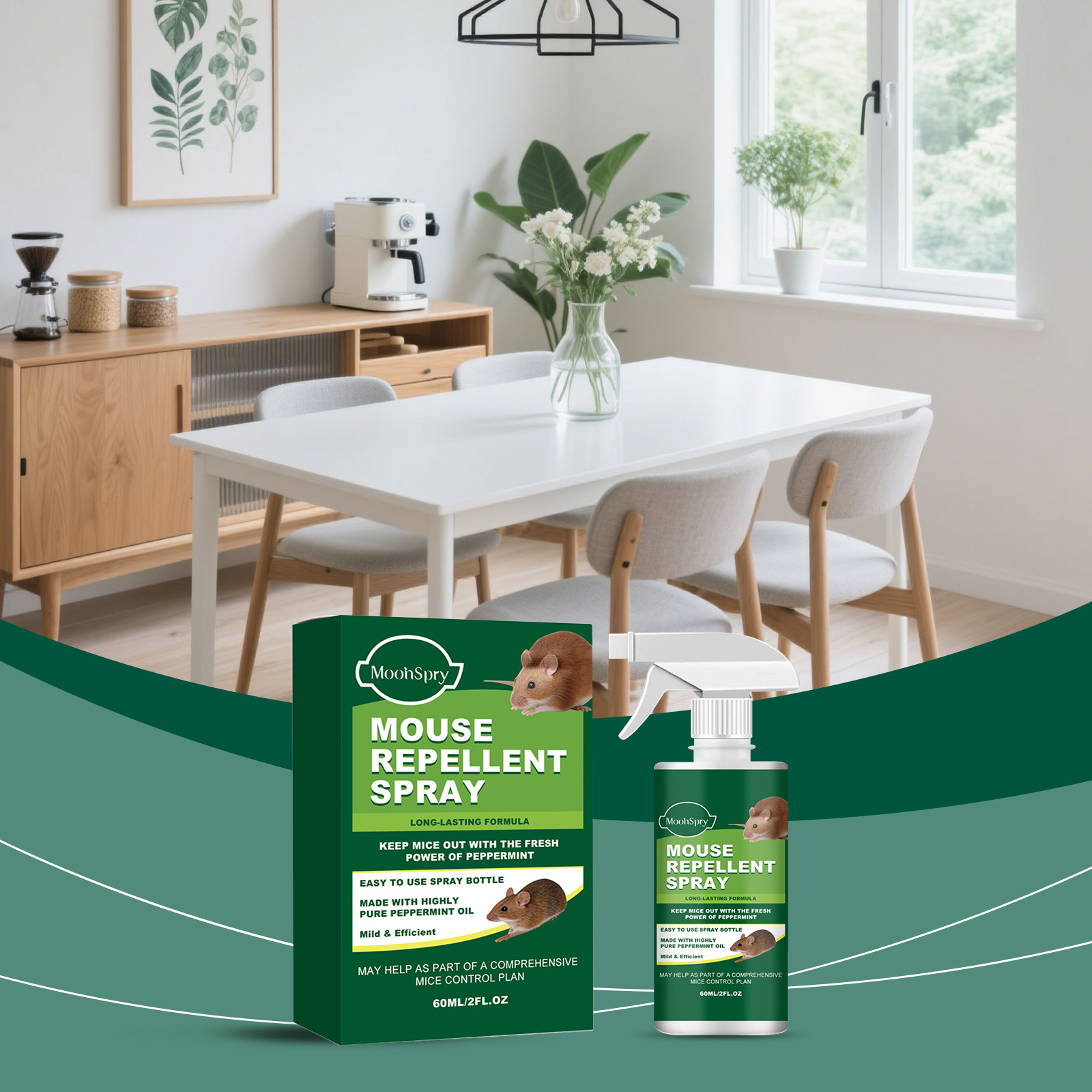 Nagerabwehrspray Für Den Täglichen Gebrauch Im Haushalt, Zur Nagerbekämpfung Im Innen- Und Außenbereich, Frischer Duft Und Schutz – 60 Ml -- Biemmedue