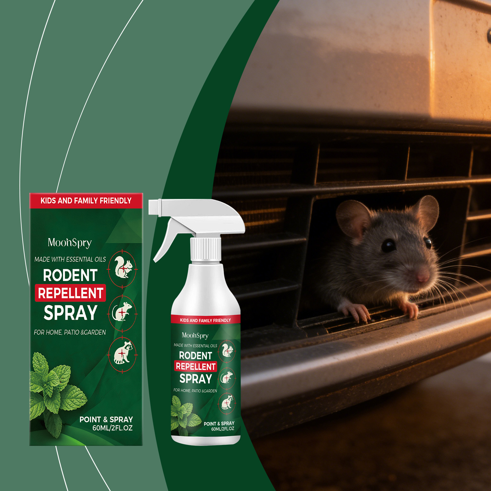Nagetierabwehrspray Für Den Täglichen Gebrauch, Schützt Vor Nagetierbissen Und -belästigungen, Geeignet Für Haus Und Auto, Frisch Und Schützend – 60 Ml -- Biemmedue
