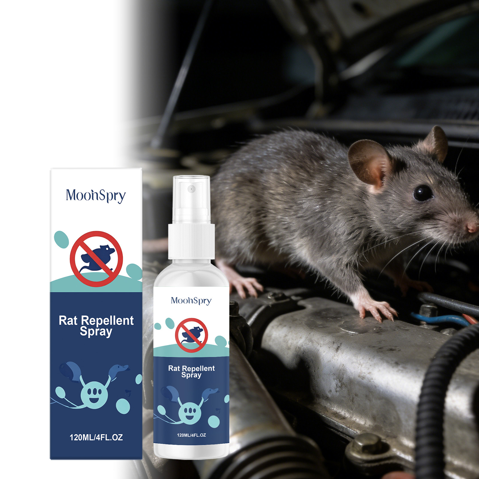 Rattenabwehrspray, Geeignet Für Verschiedene Einsatzbereiche, Z. B. Garagen. Der Duft Schreckt Nagetiere Ab Und Verhindert So, Dass Sie Die Ratten Annagen. – 120 Ml -- Biemmedue