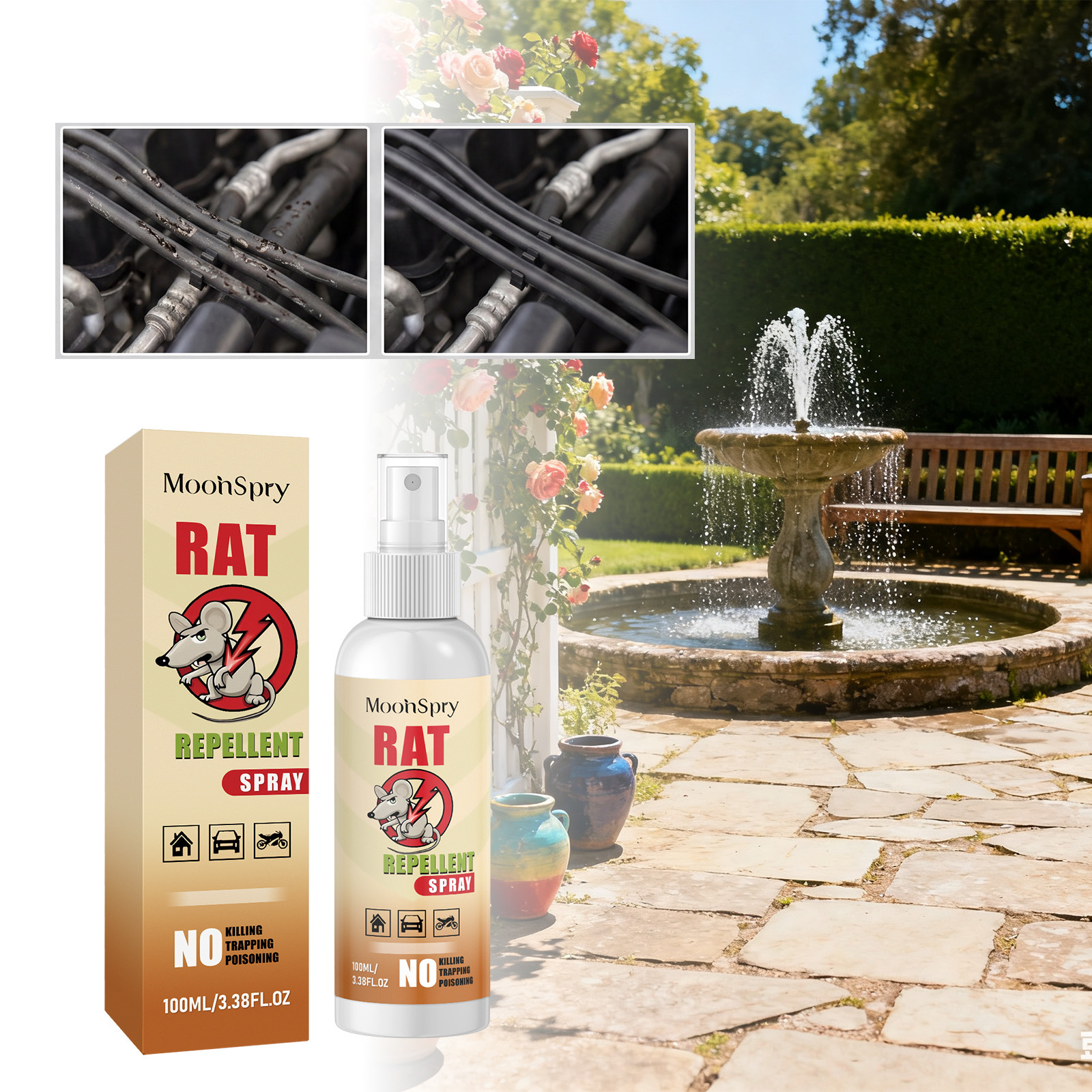 Rattenabwehrspray Mit Natürlicher Pflanzenformel – Für Den Täglichen Gebrauch, Drinnen Und Draußen, Gegen Ratten Und Zum Schutz Vor Nagen – 100 Ml -- Biemmedue
