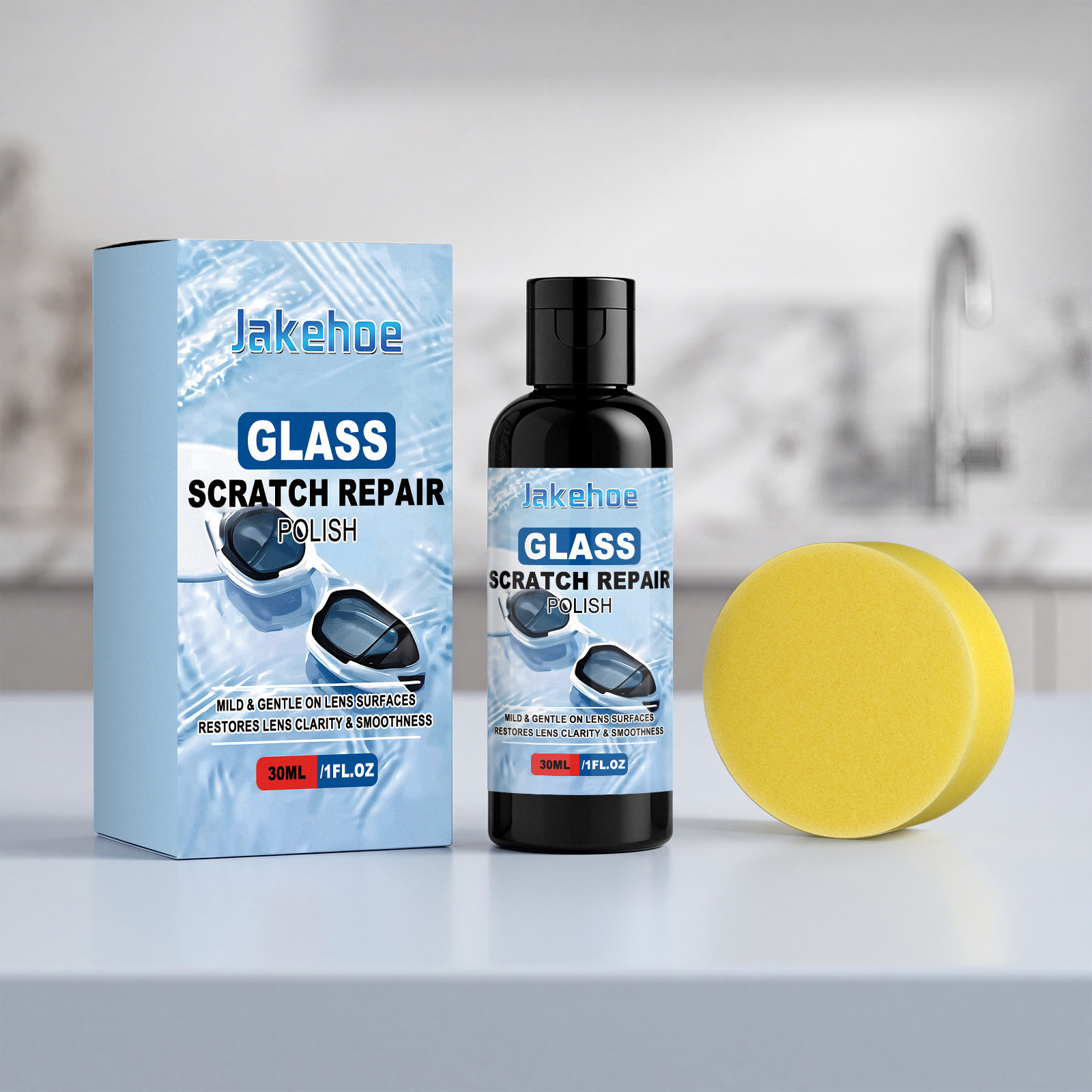 Reinigt Und Poliert Schonend Glaslinsen, Entfernt Kleinere Kratzer Für Klare Sicht – 30 Ml + 1 Schwamm -- Biemmedue