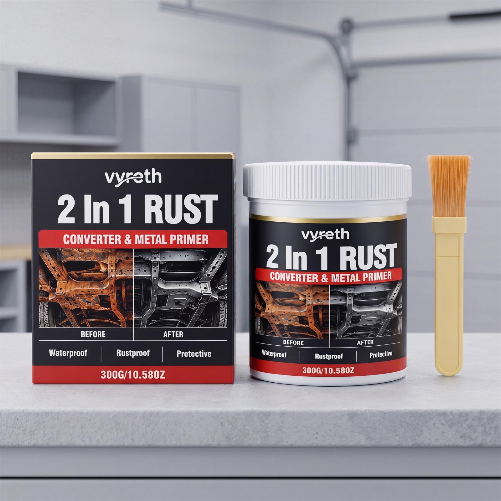 Rostbeständige Metallgrundierung (rot), Wasserfest, Rostfrei, Korrosionsbeständig Und Aufhellend – 300 G × 1 + Pinsel × 1 -- Biemmedue