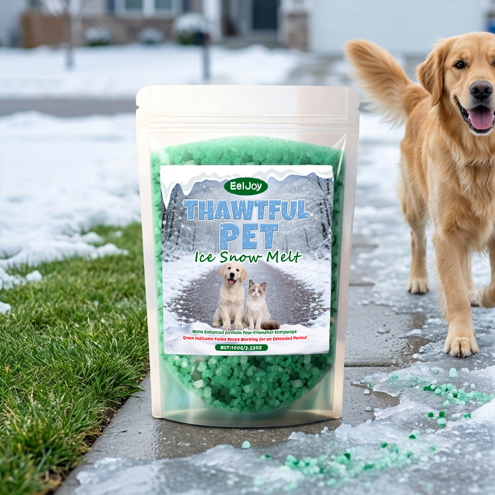 Schneeschmelzmittel Für Haustiere Zur Reinigung Von Gehwegen Und Treppen, Geeignet Für Haustiere Und Die Tägliche Bodenreinigung – 100 G -- Biemmedue