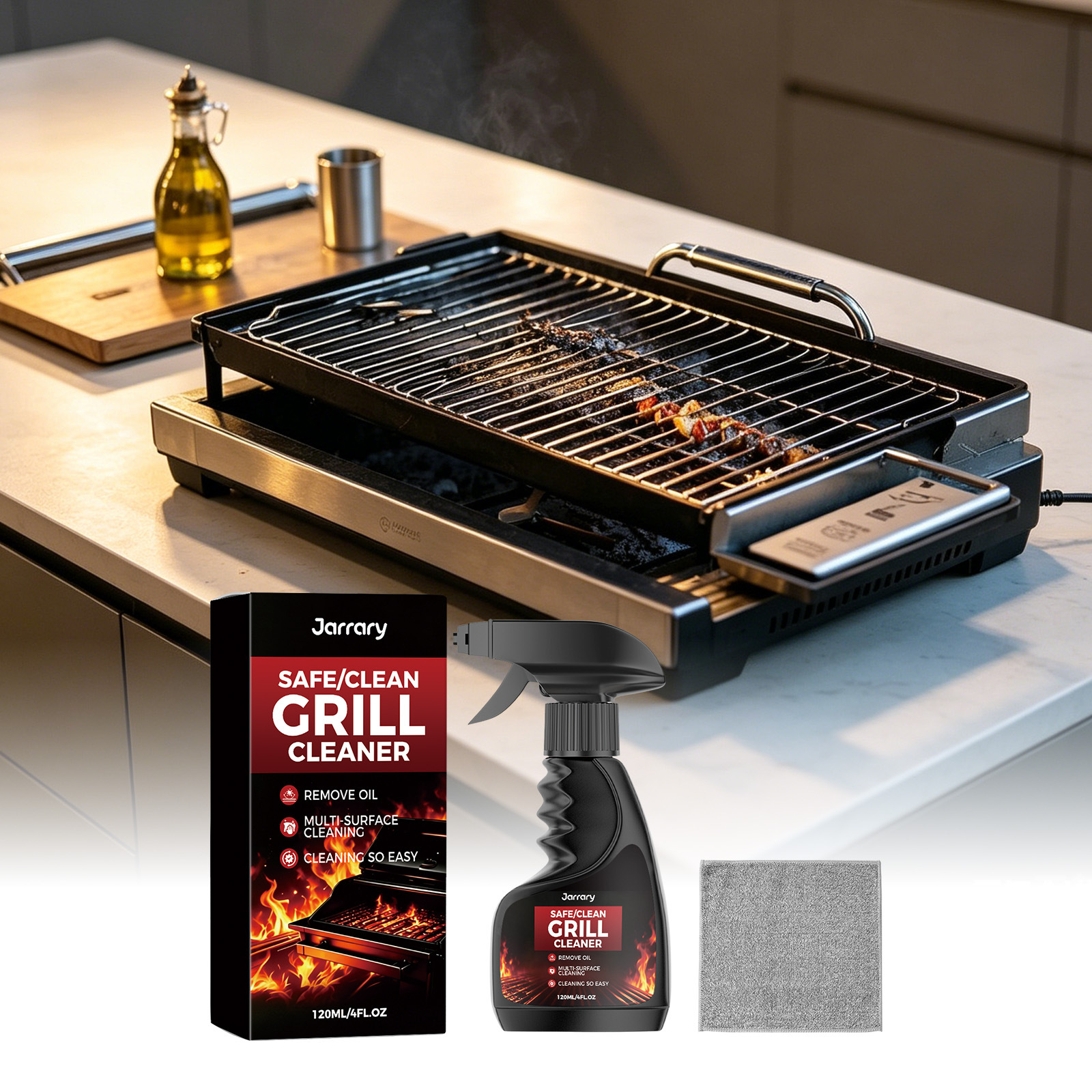 Schonender Grillrostreiniger Zur Entfernung Von Fett- Und Ölflecken Auf Grillrosten. Haushaltsreinigung. 120 Ml, Inklusive 1 Tuch. -- Biemmedue