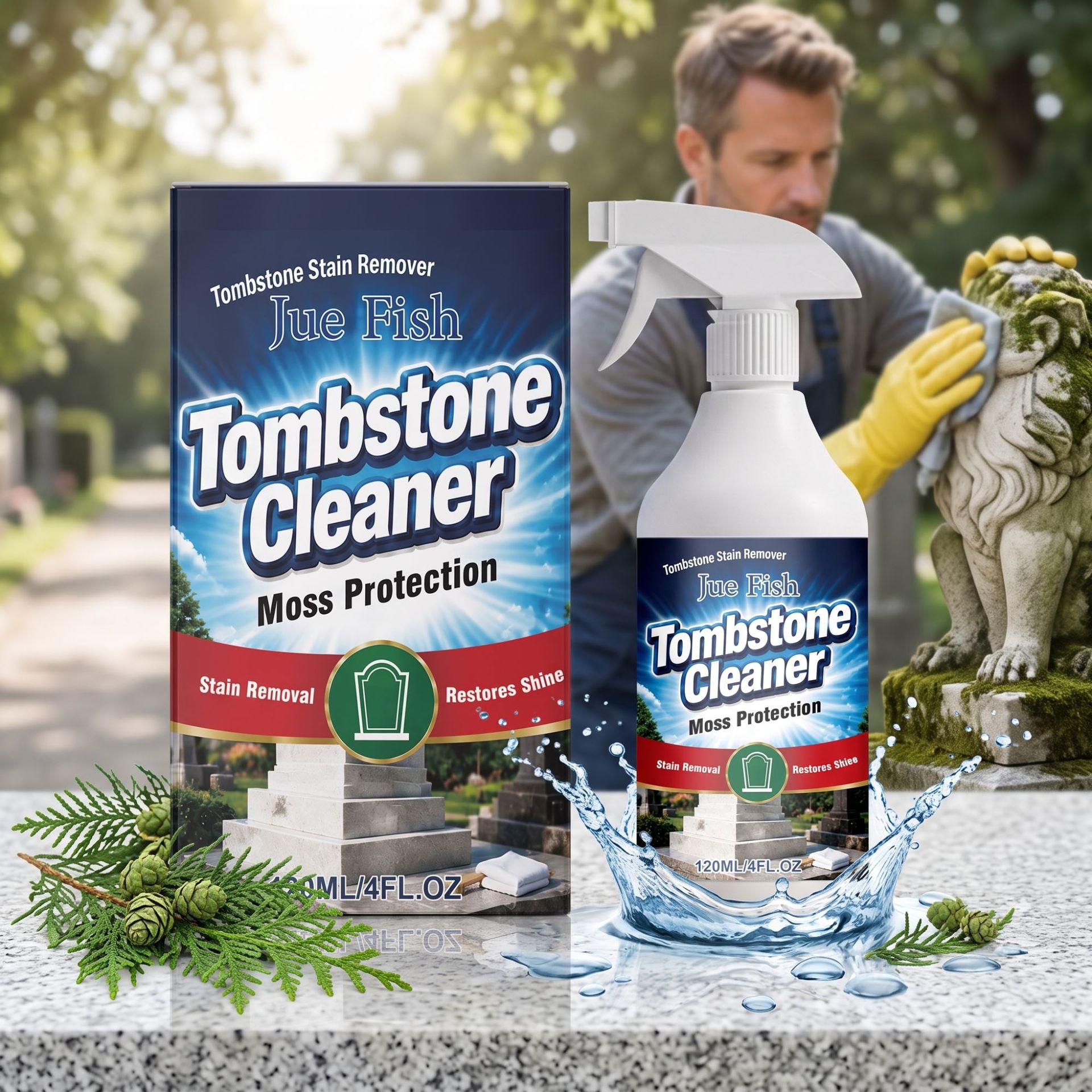 Tombstone Moss Cleaner Dringt In Steinritzen Ein Und Löst Moos, Schmutz Und Regenwasserflecken Von Der Steinoberfläche – 120 Ml -- Biemmedue