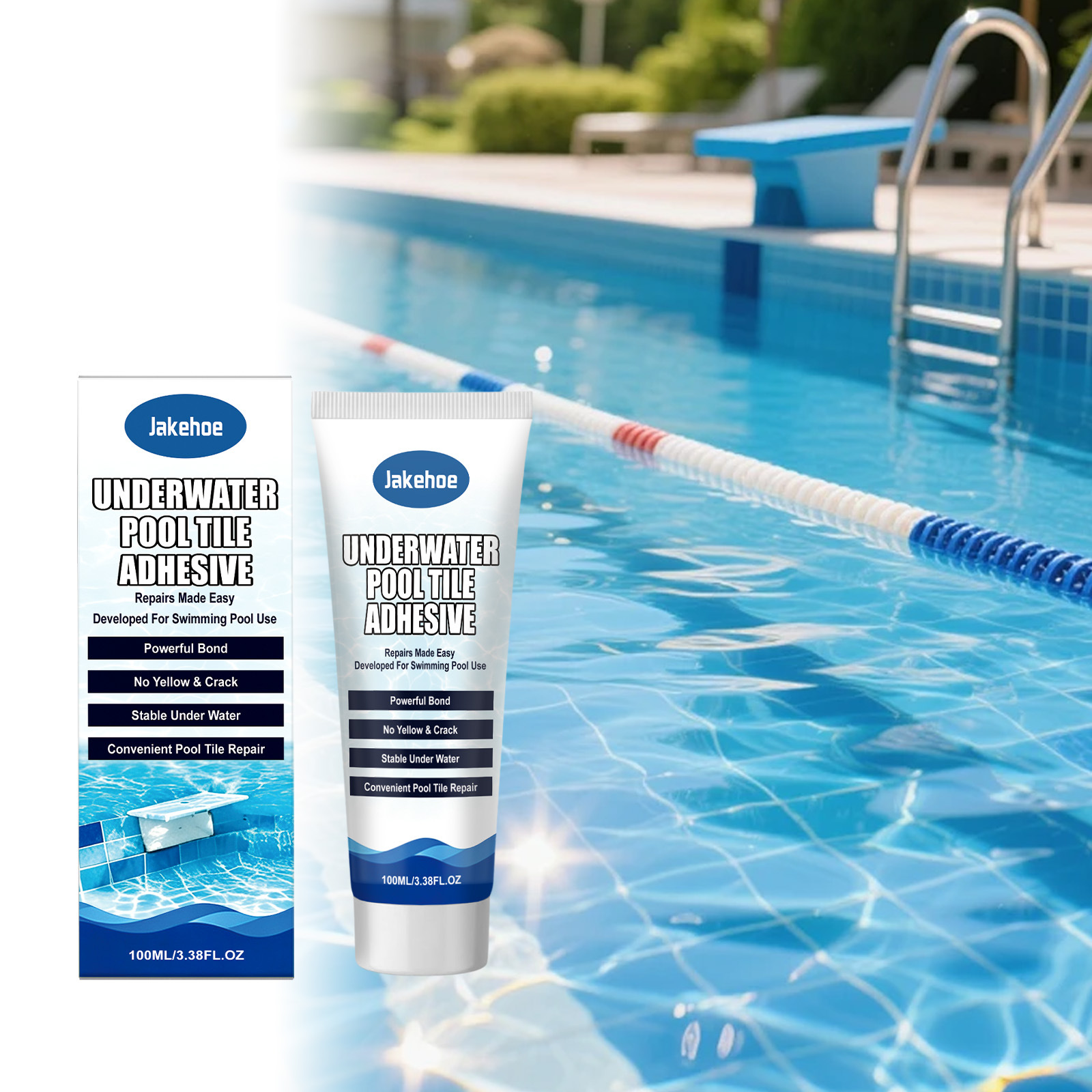 Unterwasser-schwimmbadfliesenkleber, Geeignet Zum Befestigen Und Verkleben Von Schwimmbadfliesen, Beständig Gegen Sonnenlicht Und Risse – 100 Ml -- Biemmedue