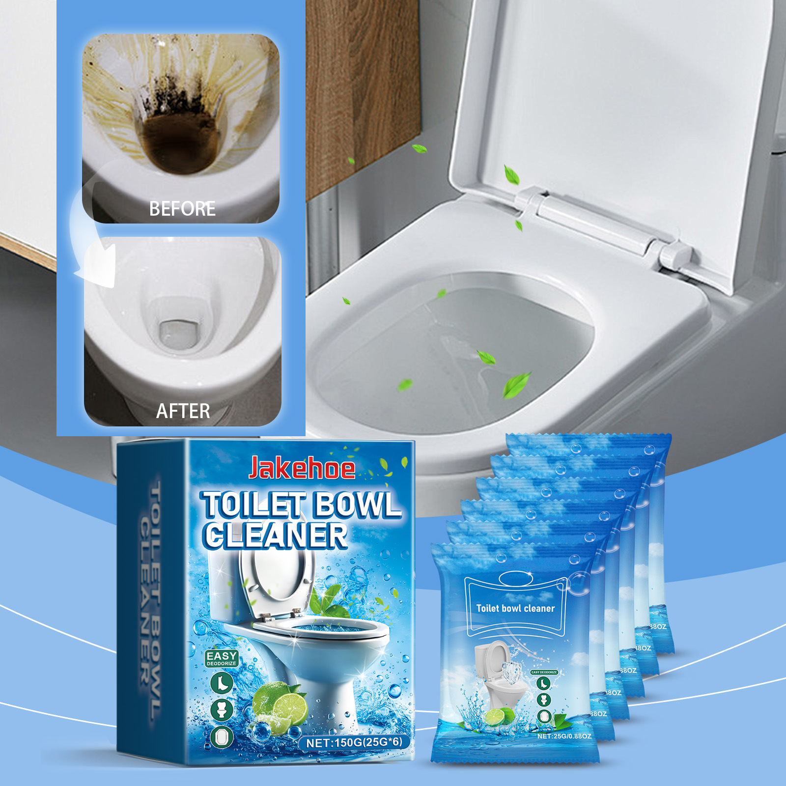 Wc-reinigungspulver Für Haushalts-wcs Und Badezimmer – Entfernt Flecken Und Urinflecken Mit Frischem Duft – 150 G (25 G 6) -- Biemmedue