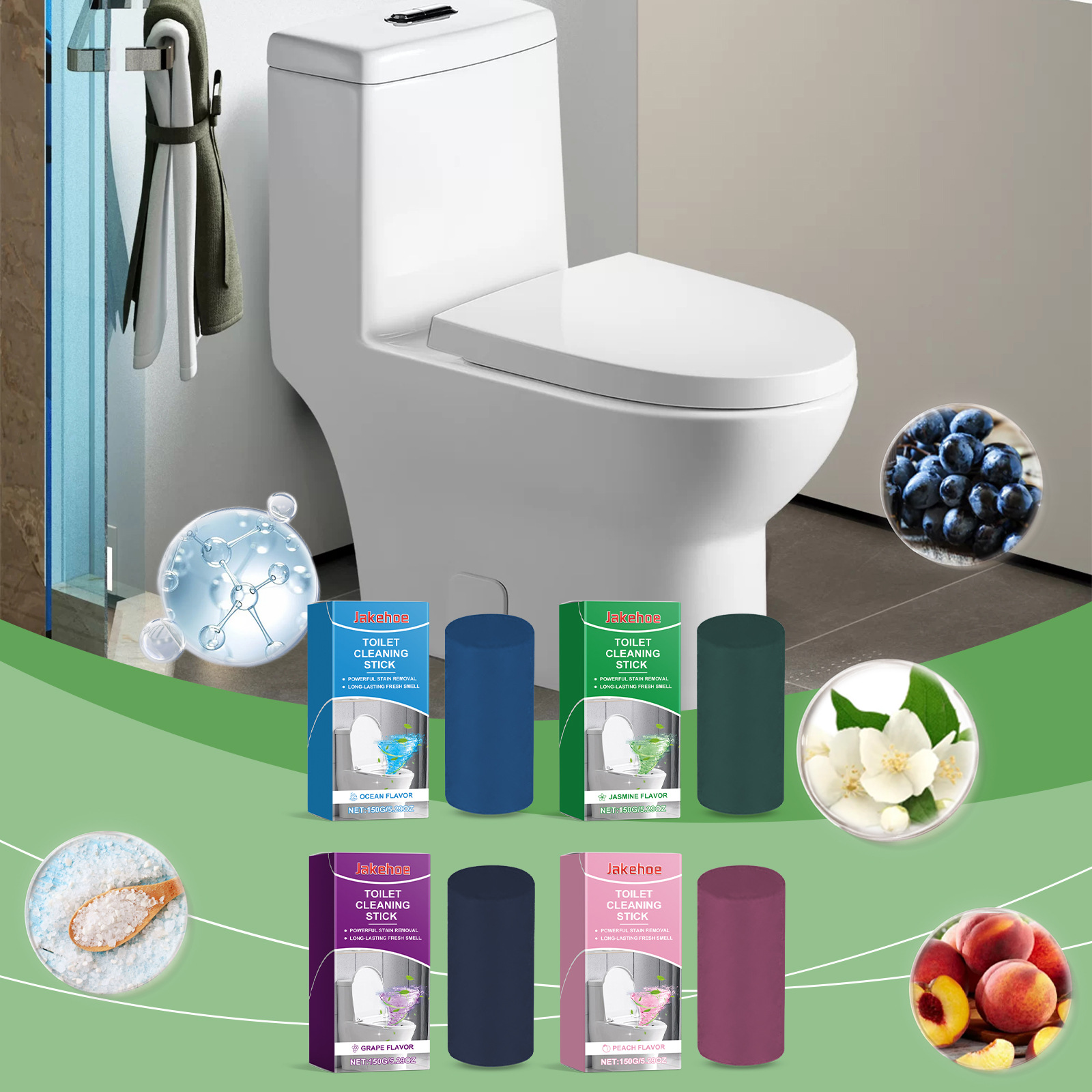 Wc-reiniger-stick Mit Traubenduft – Entfernt Urinflecken Und Verunreinigungen – 150 G -- Biemmedue