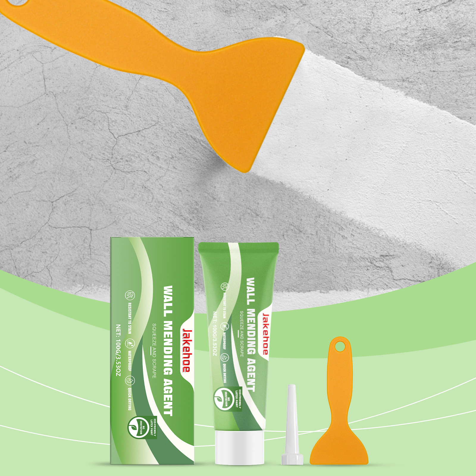 Wandreparaturset Zur Behebung Von Löchern, Abblätternder Farbe, Rissen Und Nagellöchern – 100 G + Spachtel -- Biemmedue
