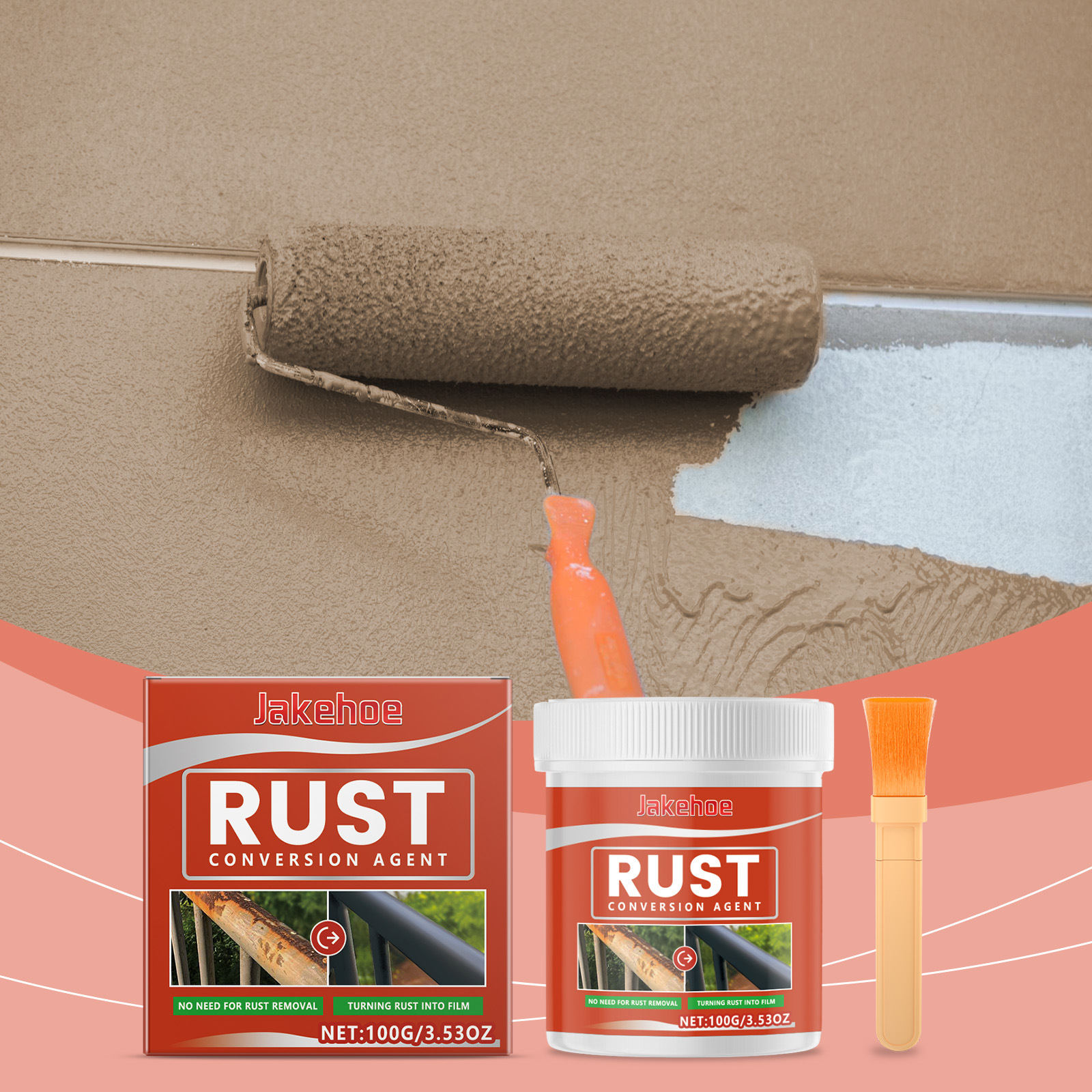 Wasserbasierte Metallgrundierung Gegen Rost – Wasserdichte, Rostentfernende, Korrosionsbeständige Grundierung Zur Sanierung Von Metalloberflächen – Rostschutzgrundierung 100 G × 1 + Pinsel × 1 -- Biem
