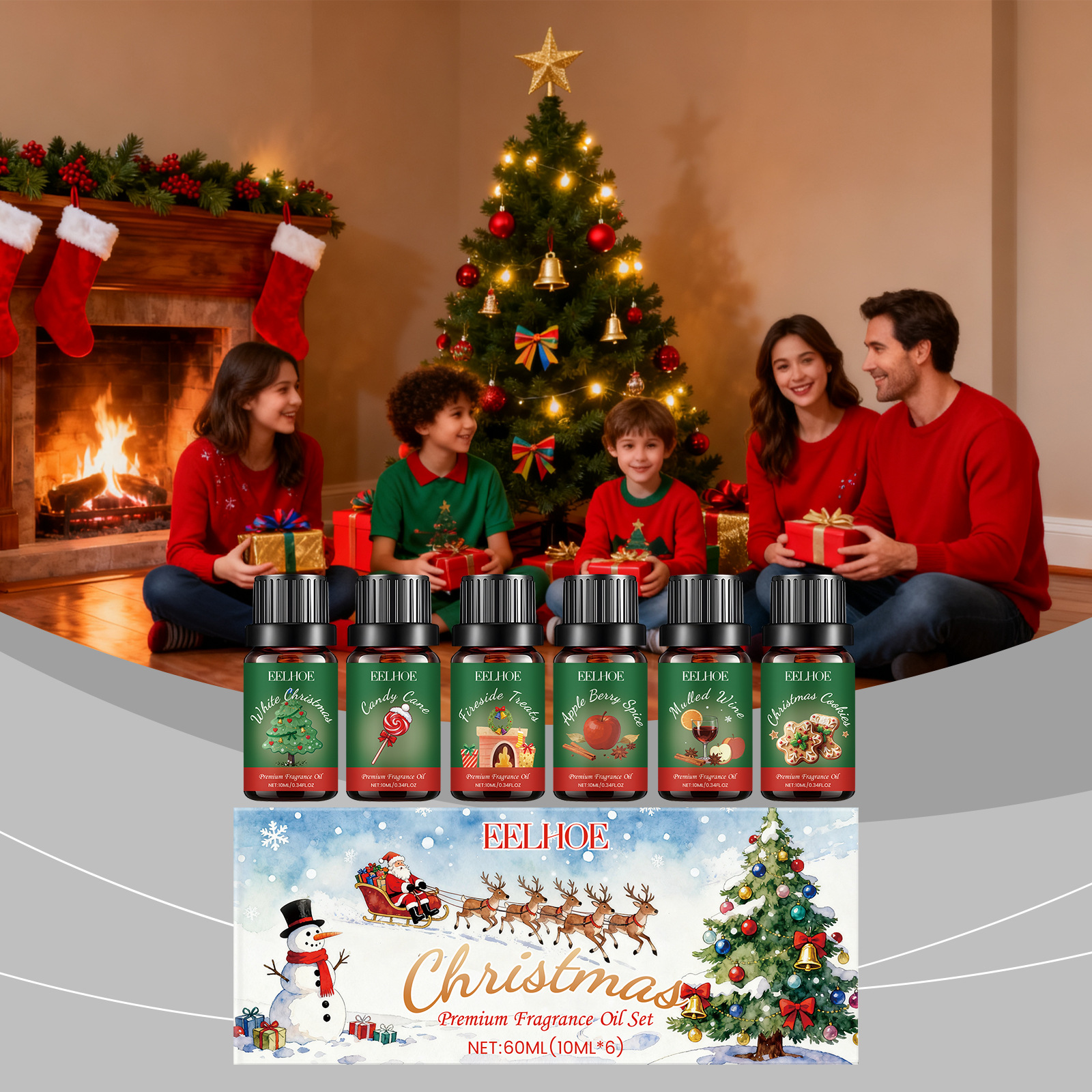 Weihnachtsduft-set Mit Ätherischen Ölen – Erfrischt Und Hinterlässt Einen Angenehmen Duft Für Zuhause Und Innenräume Und Schafft Eine Festliche Atmosphäre – 60 Ml (10 Ml X 6) -- Biemmedue