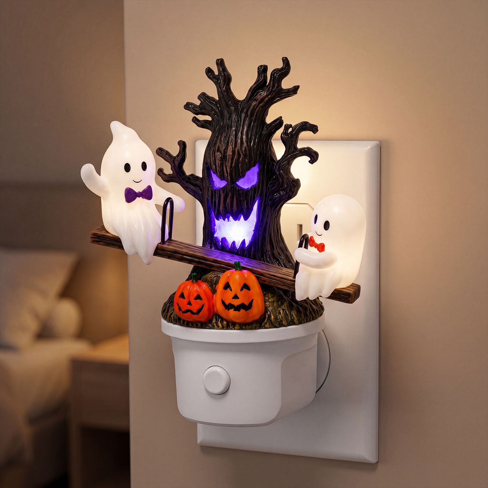 Wippendes Geister-nachtlicht – Lustige Und Niedliche Geister-nachtbeleuchtung Für Halloween – 1 Stück -- Biemmedue