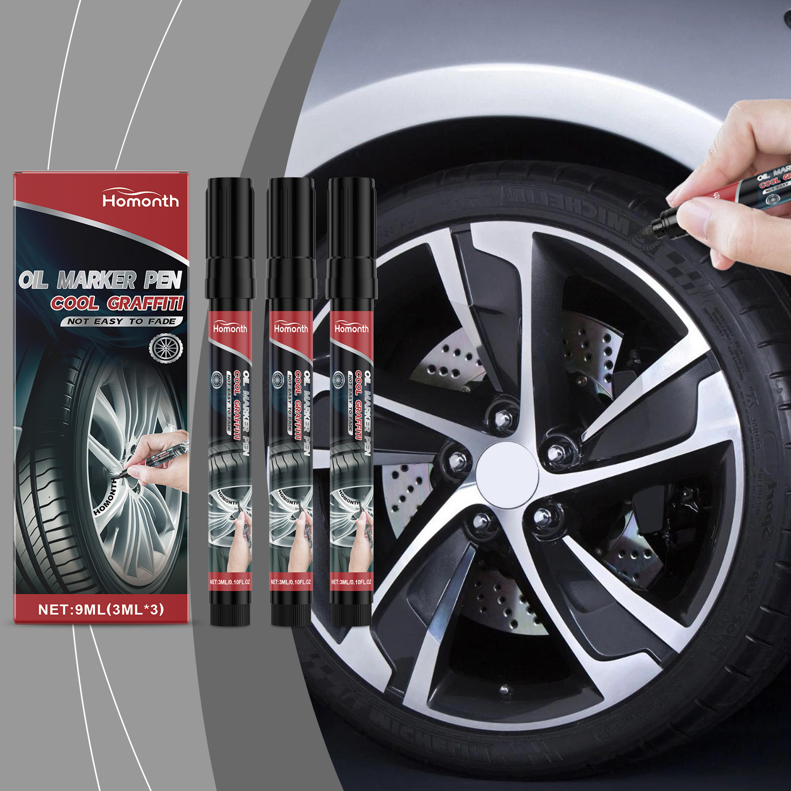 Ölstandsanzeiger Für Autoreifen, Autoreifen-graffiti, Cooler Diy-automarker – 9 Ml (3 Ml × 3) -- Biemmedue