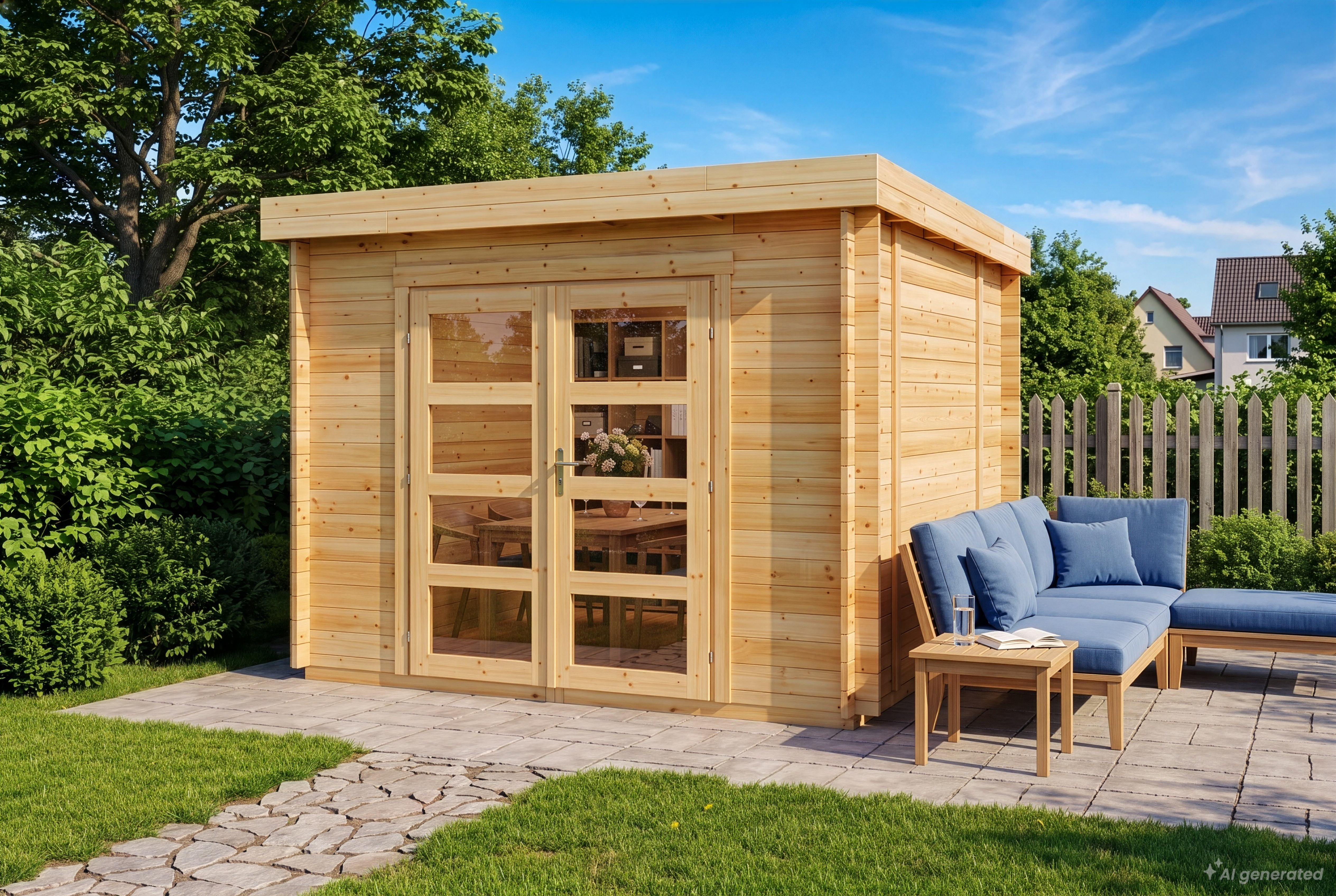 Gartenhaus Paloma Sol Gartenhaus aus Holz , Holzhaus mit 28 mm Wandstärke, Blockbohlenhaus mit Montagematerial - Alpholz
