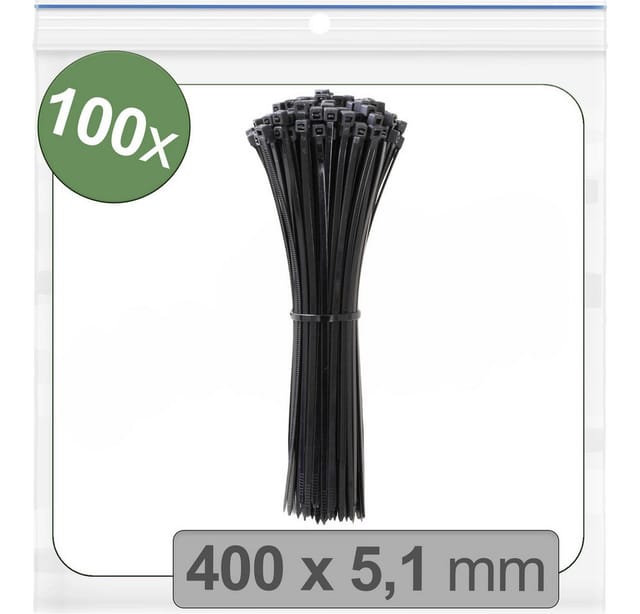 Quadrios 24CA369 24CA369 Kabelbinder 400 mm 5.1 mm Schwarz UV-stabilisiert 100 St.