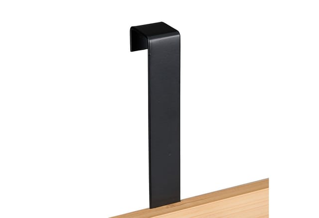 Relaxdays - Türgarderobe, 4 Haken, Hakenleiste zum Einhängen, für 2 cm Tür, Bambus & Metall, Kleiderhaken, natur/schwarz