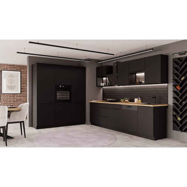 Küchen Preisbombe - Küche siena loft - 280 + 180 cm Küchenzeile Küchenblock Einbauküche Schwarz matt