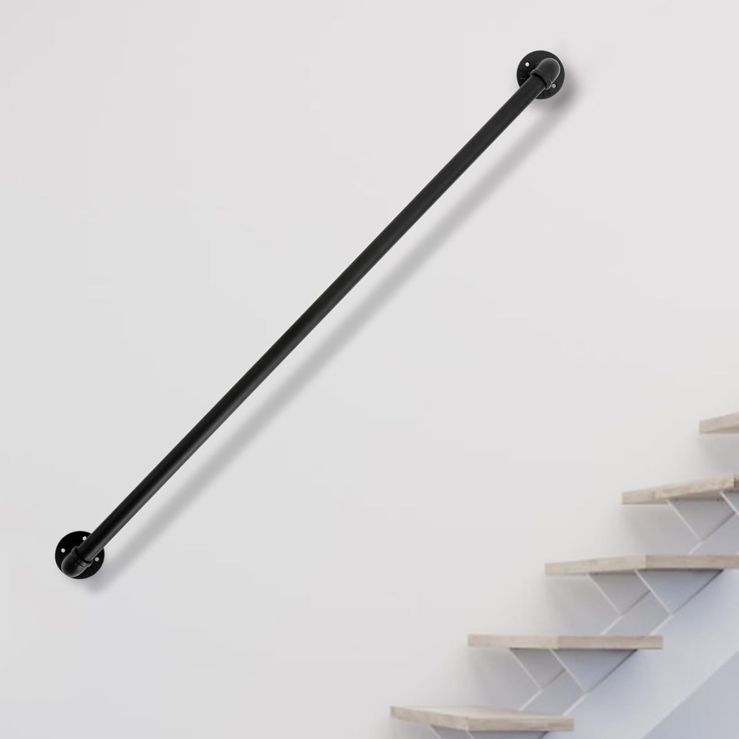1.22m/4ft Tahlrohre Und Gusseisen-handlauf Geländer Treppengeländer Schwarz Mit Halbkreisabschlü