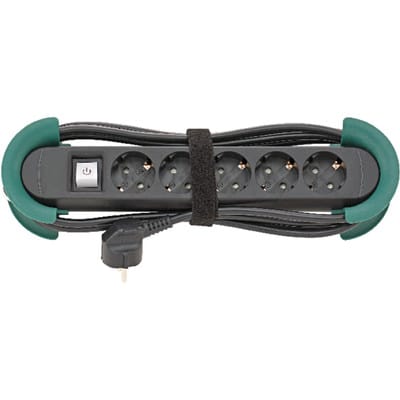 FP - fortis Steckdosenleiste 5-fach H05VV-F3G1,5 3m, Aufrollhilfe und Haken