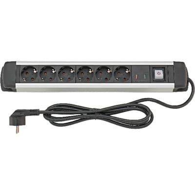 FP - fortis Steckdosenleiste 6-fach H05VV-F3G1,5 1,6m, Aluminium