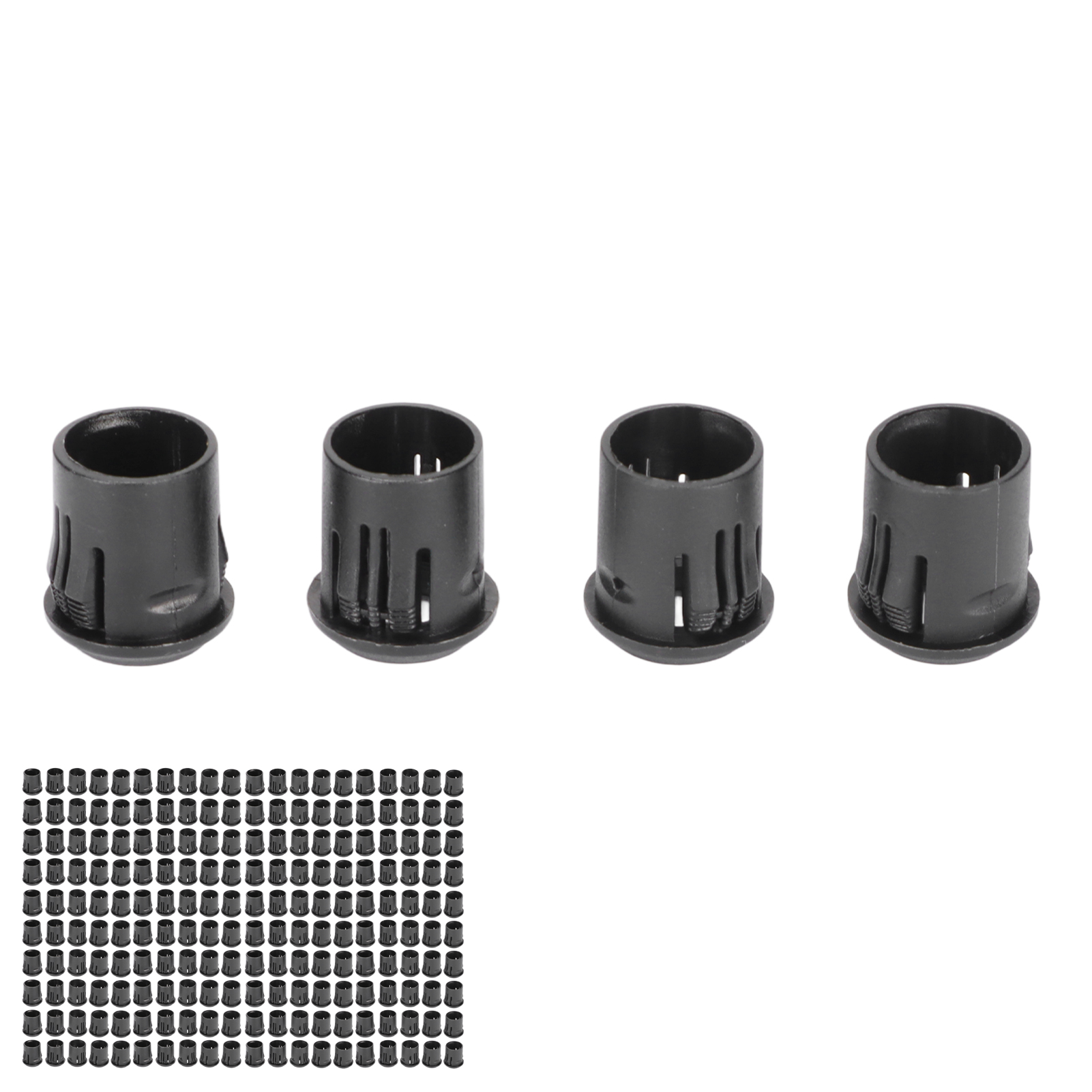 Packung Mit 200 8-mm-led-lampenfassungen Aus Kunststoff, Mit Befestigungsclip Und Füllstandsanzeige, Schwarz.