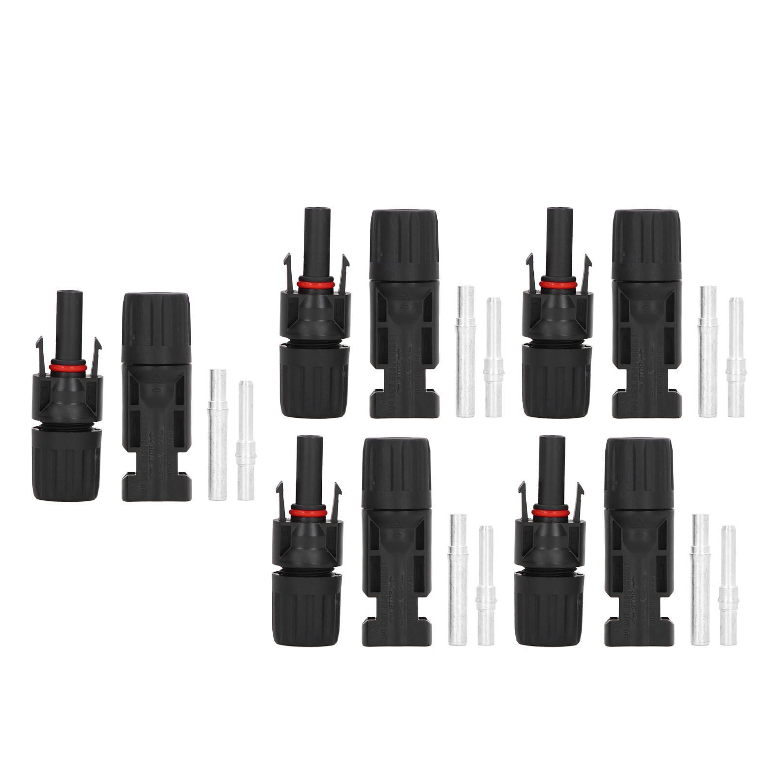 Packung Mit 5 Wasserdichten Ip67-photovoltaik-steckverbindern, Ppo-isolierung, Hohe Belastbarkeit (strom Und Spannung), 1000 V 50 A Pv-kabelanschluss