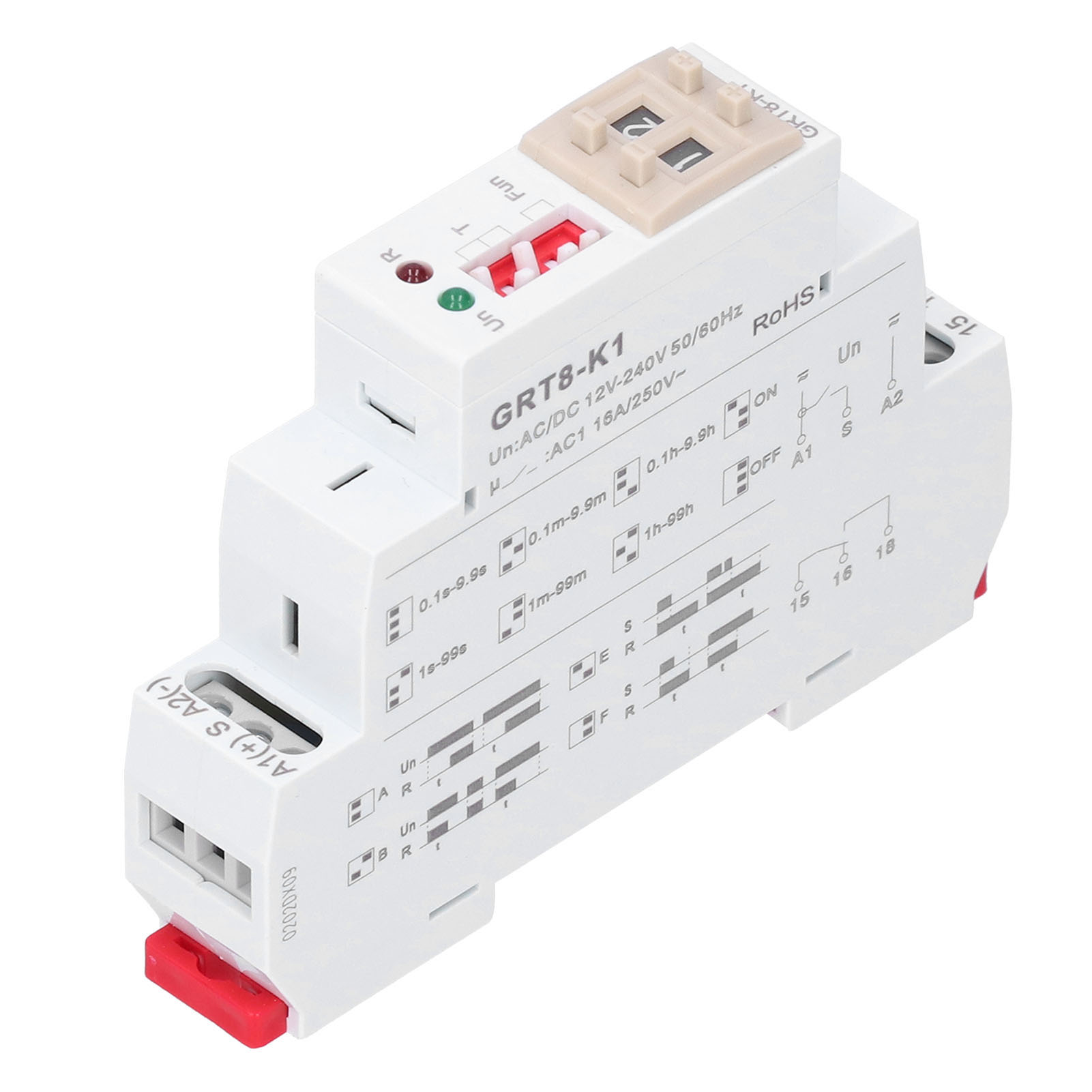 Zeitverzögerungsrelais Mit 4 Zeitmodi, Digitale Elektronikkomponenten Grt8-k1, Ac/dc 12–240 V, 50/60 Hz
