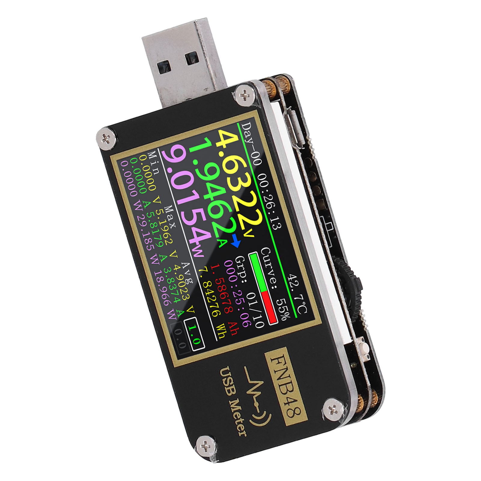 Digitales Usb-voltmeter-amperemeter Mit Farbdisplay Und Pd-triggerung Für Industrielle Anwendungen (ohne Bluetooth)