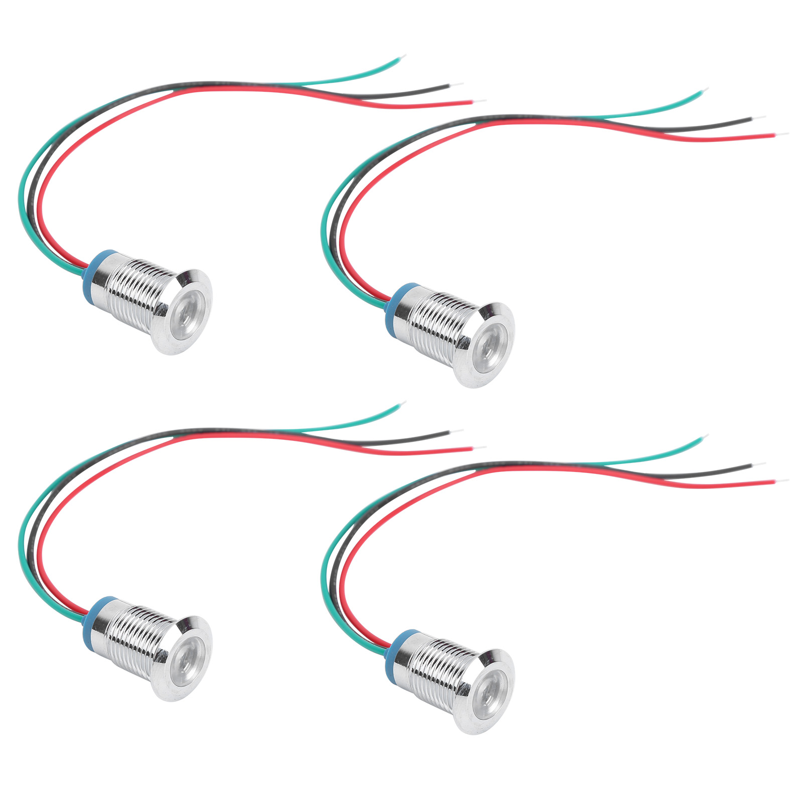 4 Sätze Vorverdrahteter, Wasserdichter, Zweifarbiger Runder Leds Mit Gemeinsamer Anode, 1224v Anodenelektrode, 12mm (rot Und Grün)