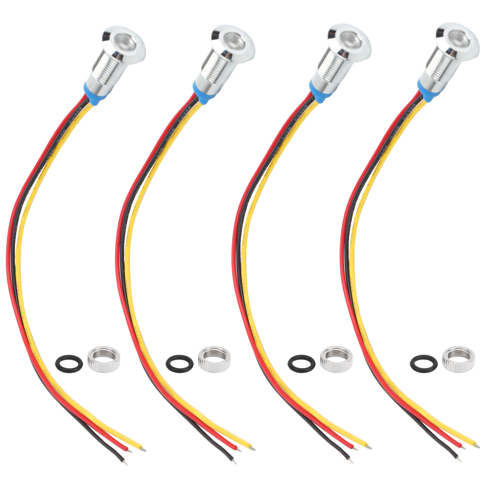 4 Sätze Vorverdrahteter, Zweifarbiger, Wasserdichter, Runder Metall-leds, Gemeinsame Kathode 8 Mm 36 V (rot Und Gelb)