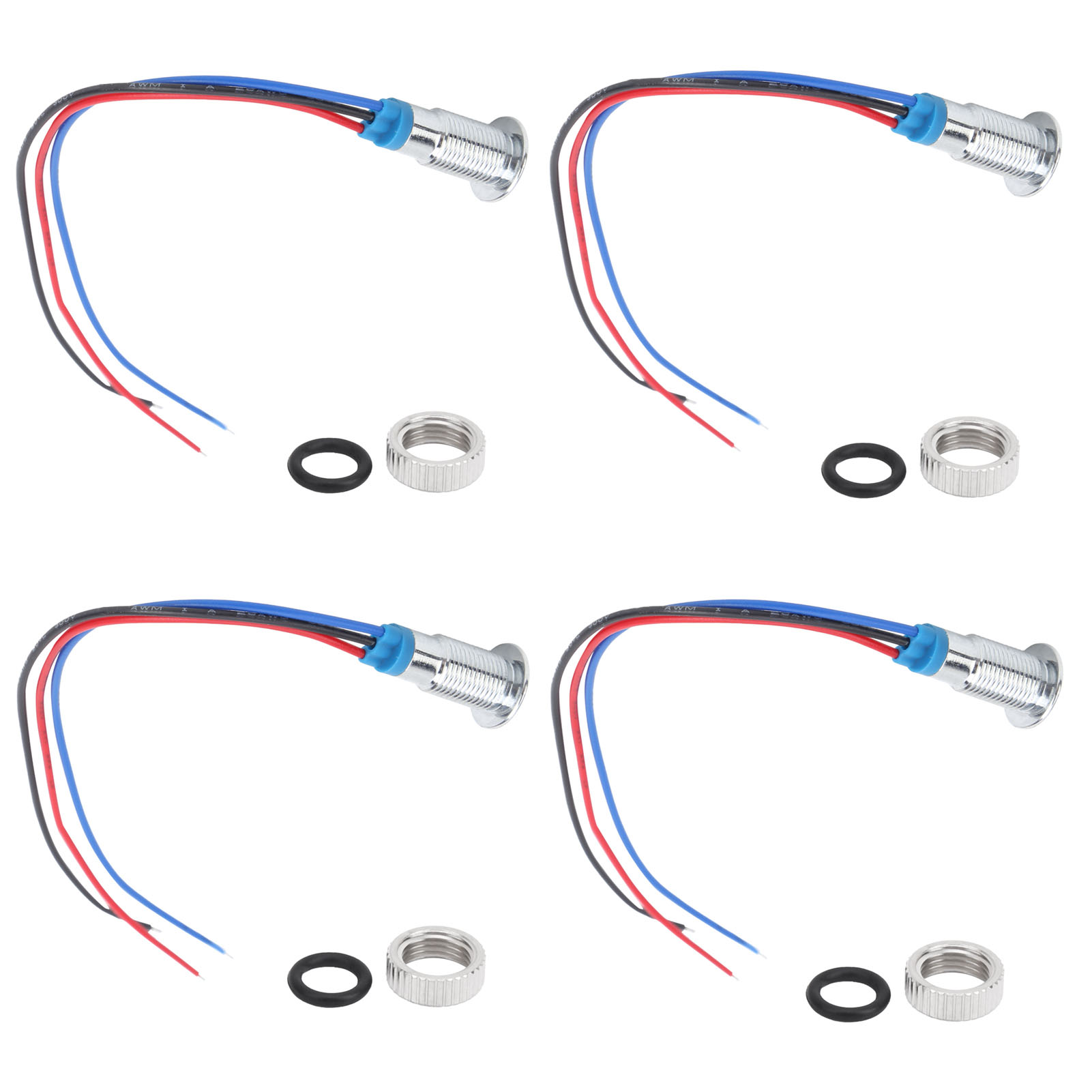 Vorverdrahtete, Zweifarbige, Wasserdichte, Runde Led-sets Aus Metall, 8 Mm Gemeinsame Kathode, 36 V (rot Und Blau)