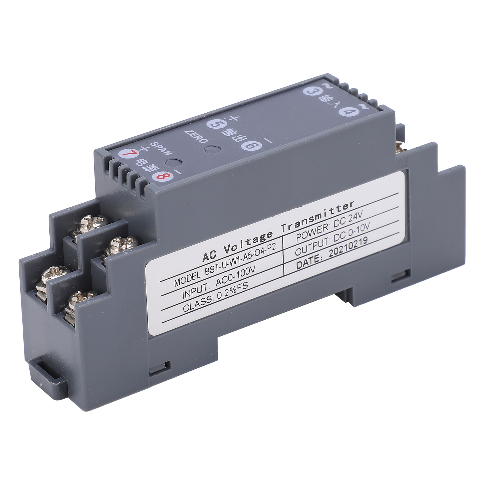 Spannungswandler, Wechselstrom-signalisolator, Messumformer, Sensor, 1 Eingang, 1 Ausgang, Wechselstrom 0–100 V Auf Gleichstrom 0–10 V