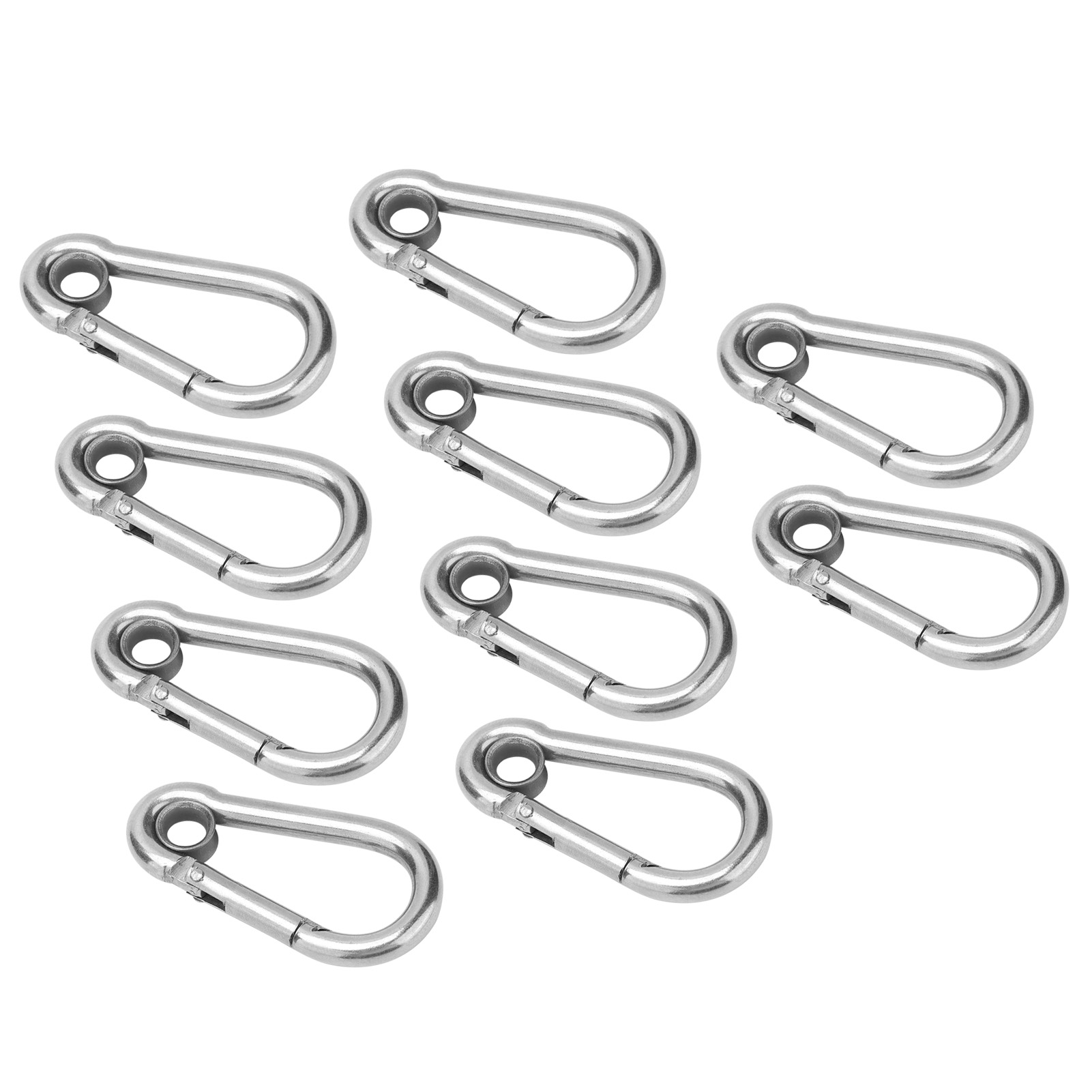 Packung Mit 10 Federbelasteten Karabinerhaken Aus Edelstahl Für Sicherheitsseile, Aufhängungszubehör M4 (4 Mm)