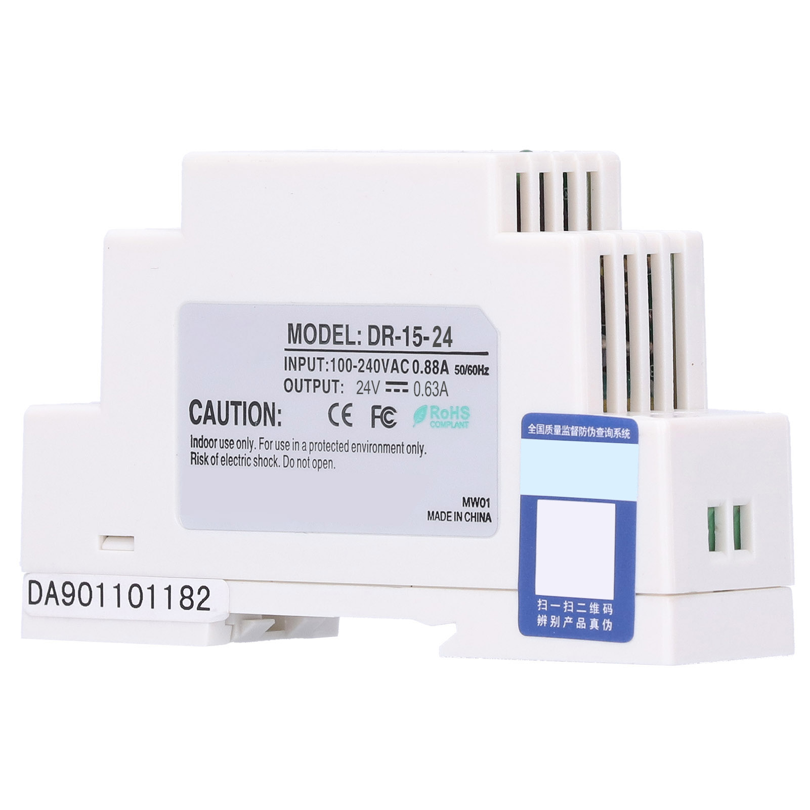 Dr/din-serie, Schienenmontiertes, Einstellbares Und Geregeltes Schaltnetzteil Für Mittel- Und Niederspannungs-led-geräte Dr-15-24