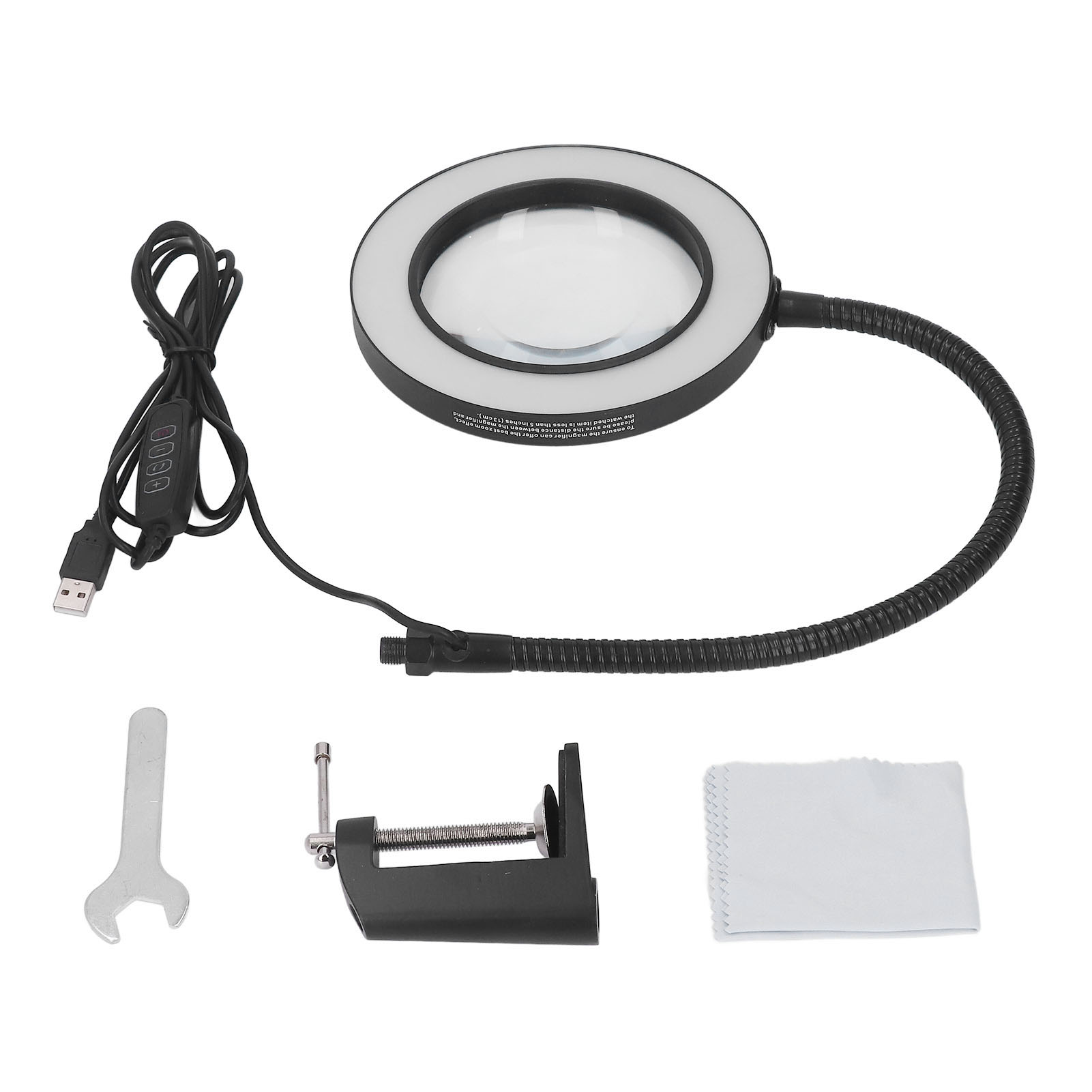 Led-vergrößerungslampe Mit Verstellbarem, Flexiblem Arm, 5-fache Vergrößerung, Glaslinse, Schreibtischlampe Zum Lesen Und Löten