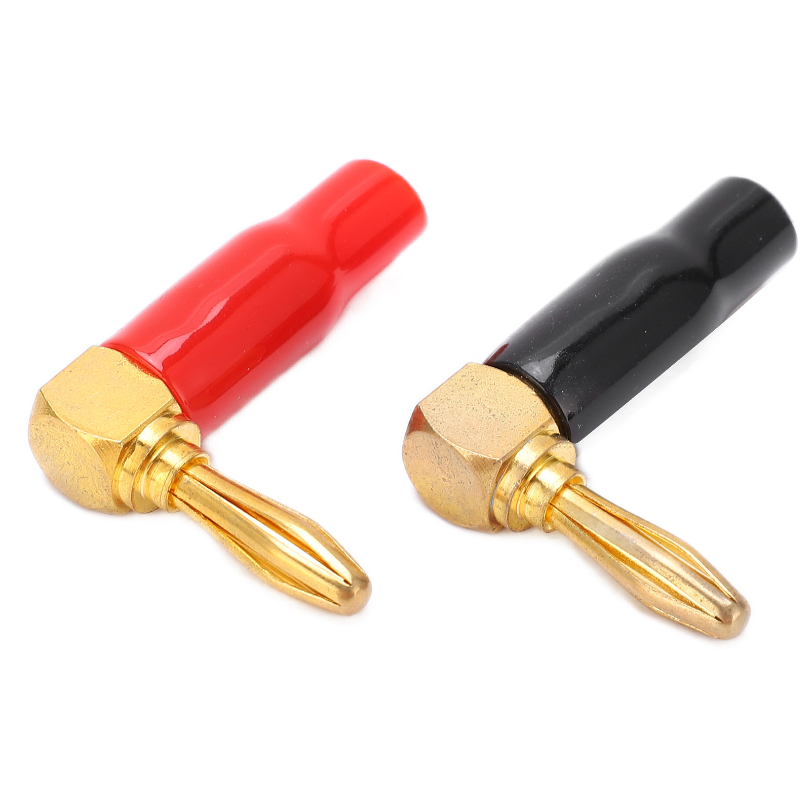 Set Mit 2 U45 4 Mm 90° Abgewinkelten Bananensteckern, Rot Und Schwarz.