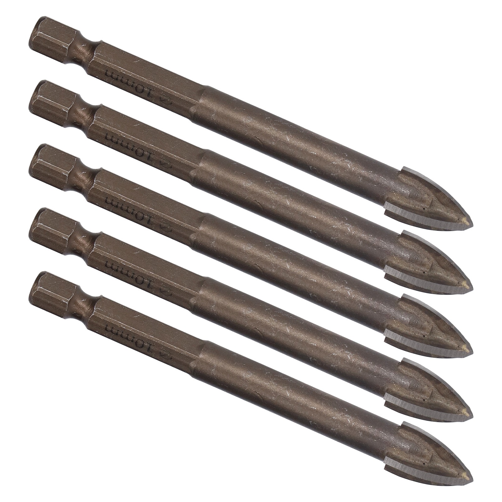 Set Mit 5 6,35 Mm (1/4 Zoll) Sechskant-kreuzschlitzbohrern Für Fliesen, Glas, Keramik Und Beton, 10 Mm Hartmetallwerkzeug