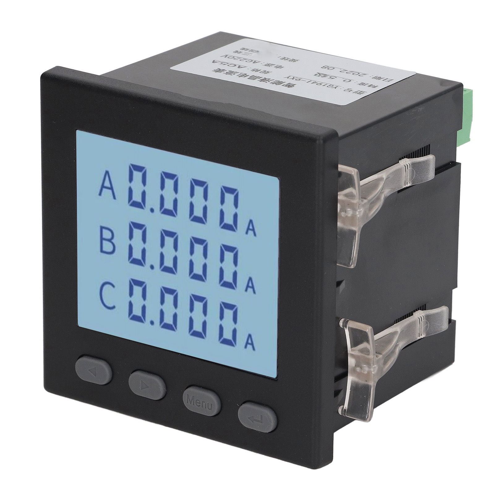 Dreiphasen-amperemeter Mit Flammhemmenden Silikonknöpfen, 0–5 A, 220 V Ac, Schwarz