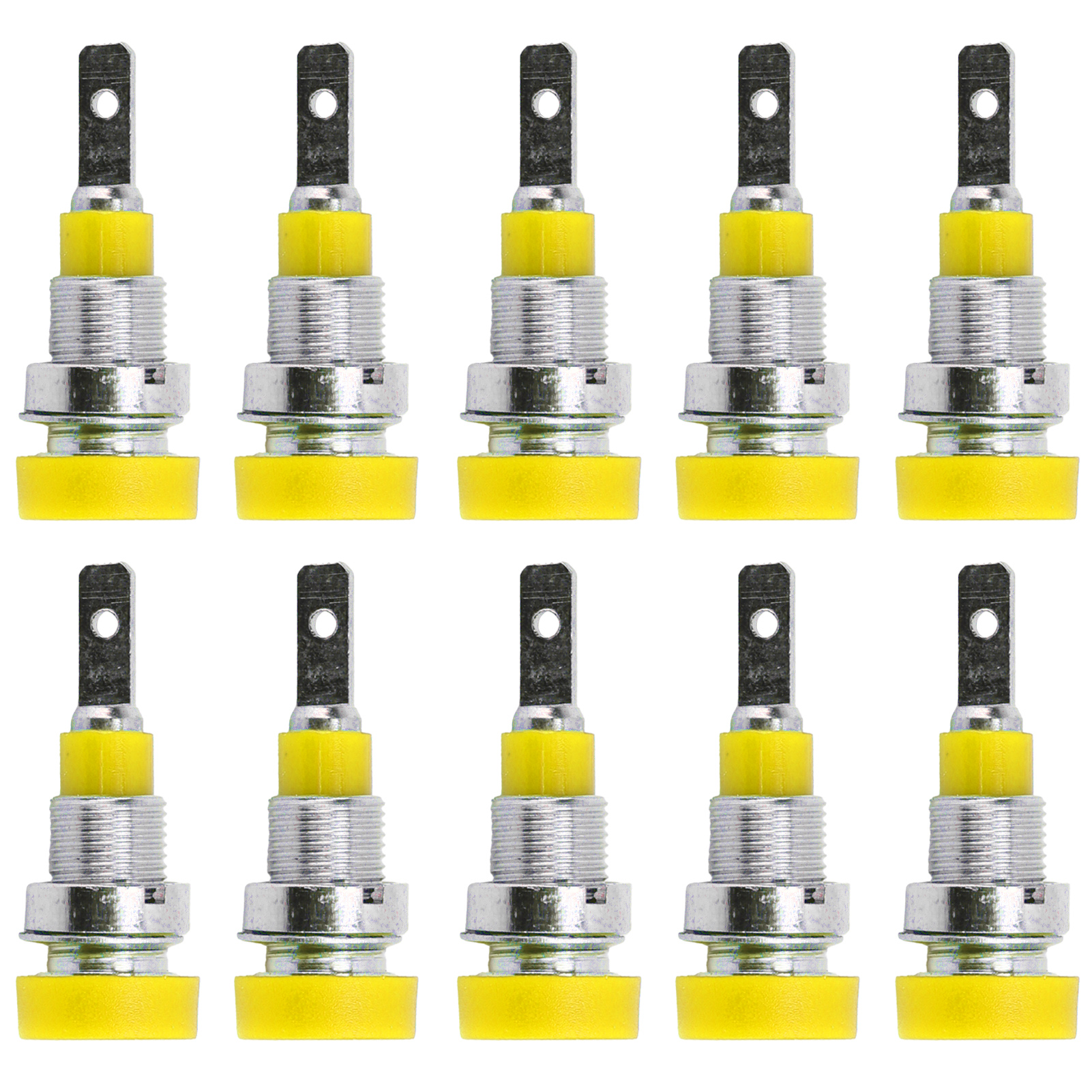 Packung Mit 10 2-mm-bananensteckern Aus Messing Für Schalttafeln, Geeignet Für Industrielle Elektronikgeräte (gelb)