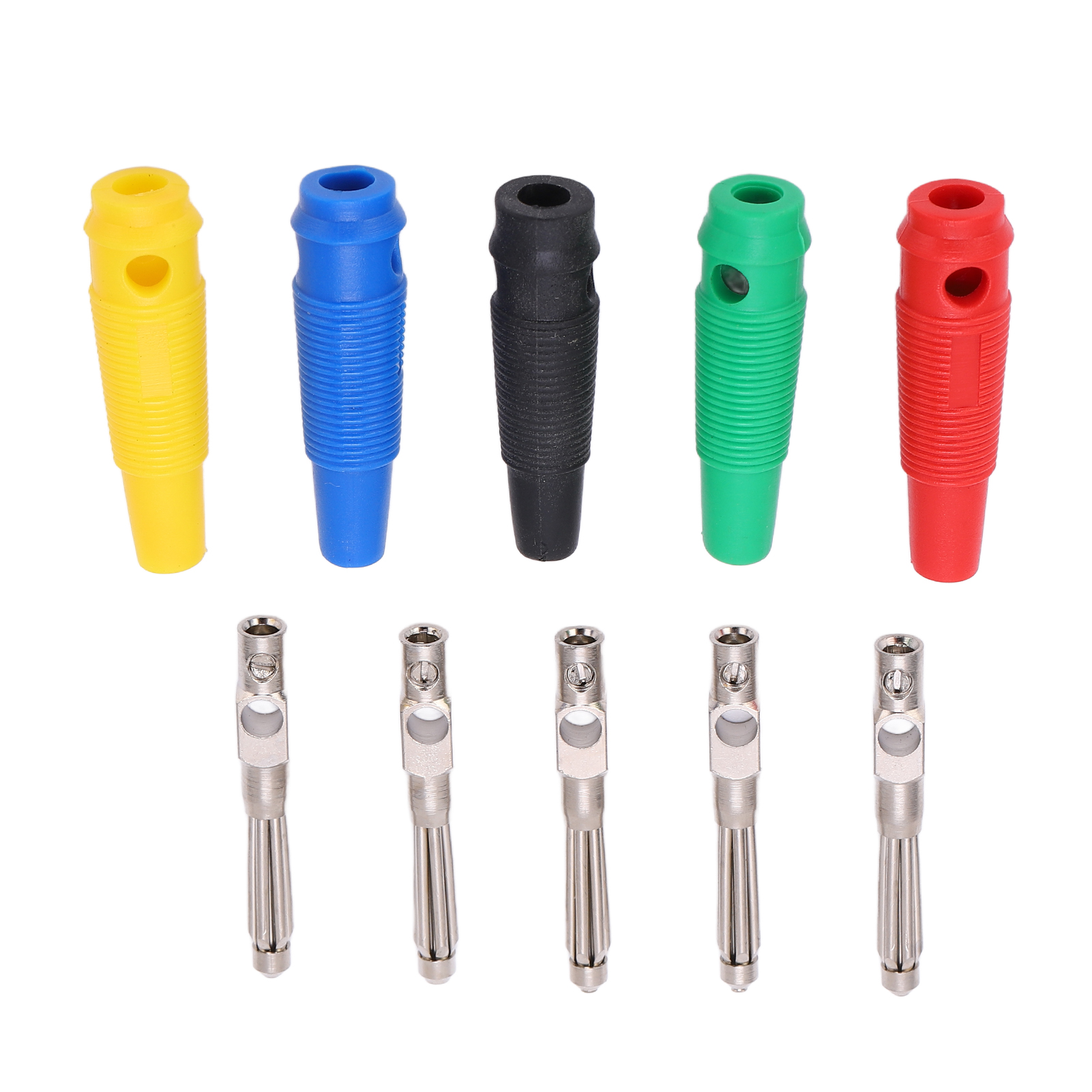 Packung Mit 10 Stapelbaren 4-mm-bananensteckern (männlich), 7-polig, 1000 V, 32 A, Mit Flexibler Schutzhülle Für Audiokabel