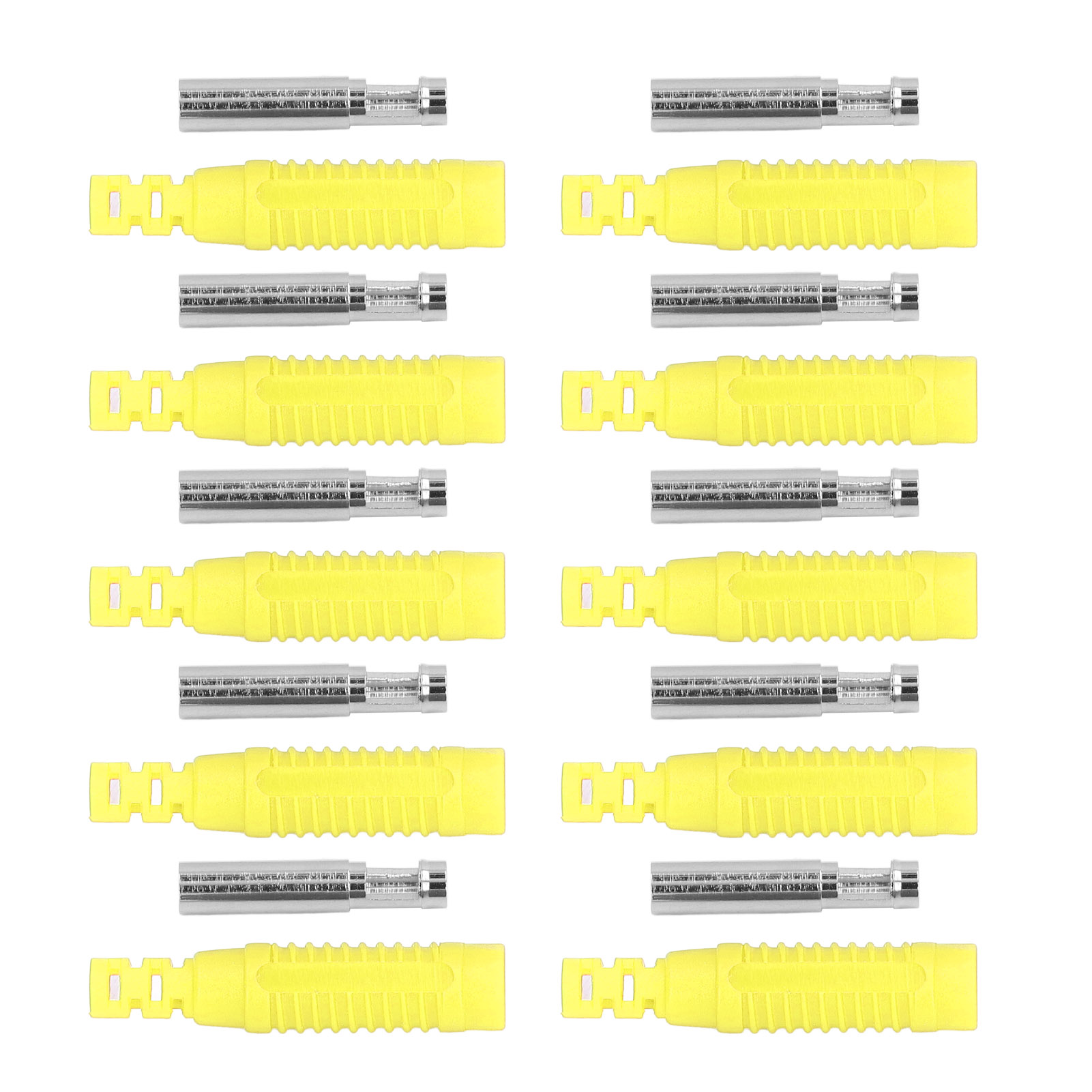 Packung Mit 10 Messing-bananensteckern (pa-buchse) Mit Isolierrohr Und Gelbem J.10031-schnappadapter