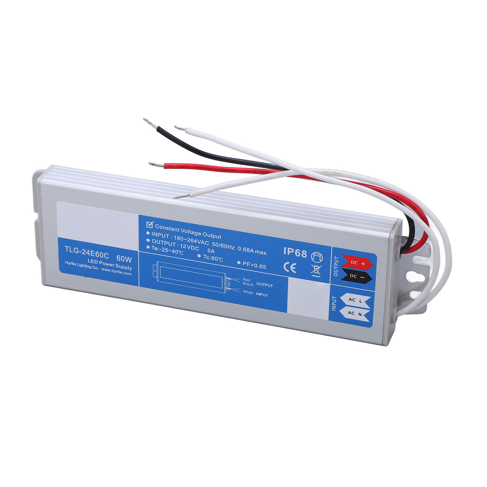 Wasserdichtes Led-netzteil, Konverter/treiber, 180–264 V Ac Eingang, 60 W Konstantspannung, 12 V Dc 5 A Ausgang