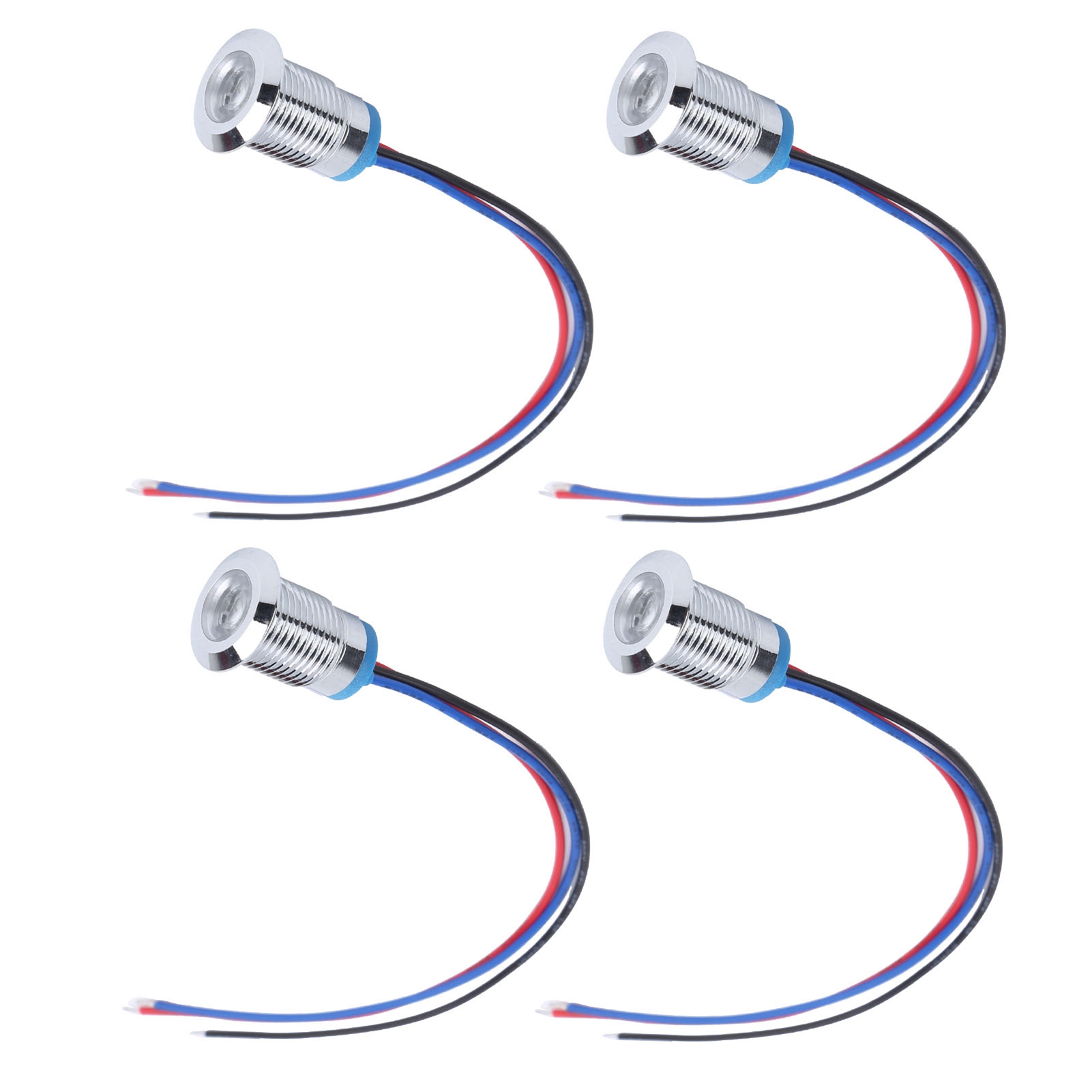 4 Sätze Vorverdrahteter, Wasserdichter, Zweifarbiger Runder Leds, Gemeinsame Kathode 12 Mm 3-6 V (rot Und Blau)