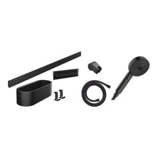 WallStoris - Duschkopfset 105, 3 Strahlen und mit Badzubehör, Schwarz matt 24291670 - Hansgrohe