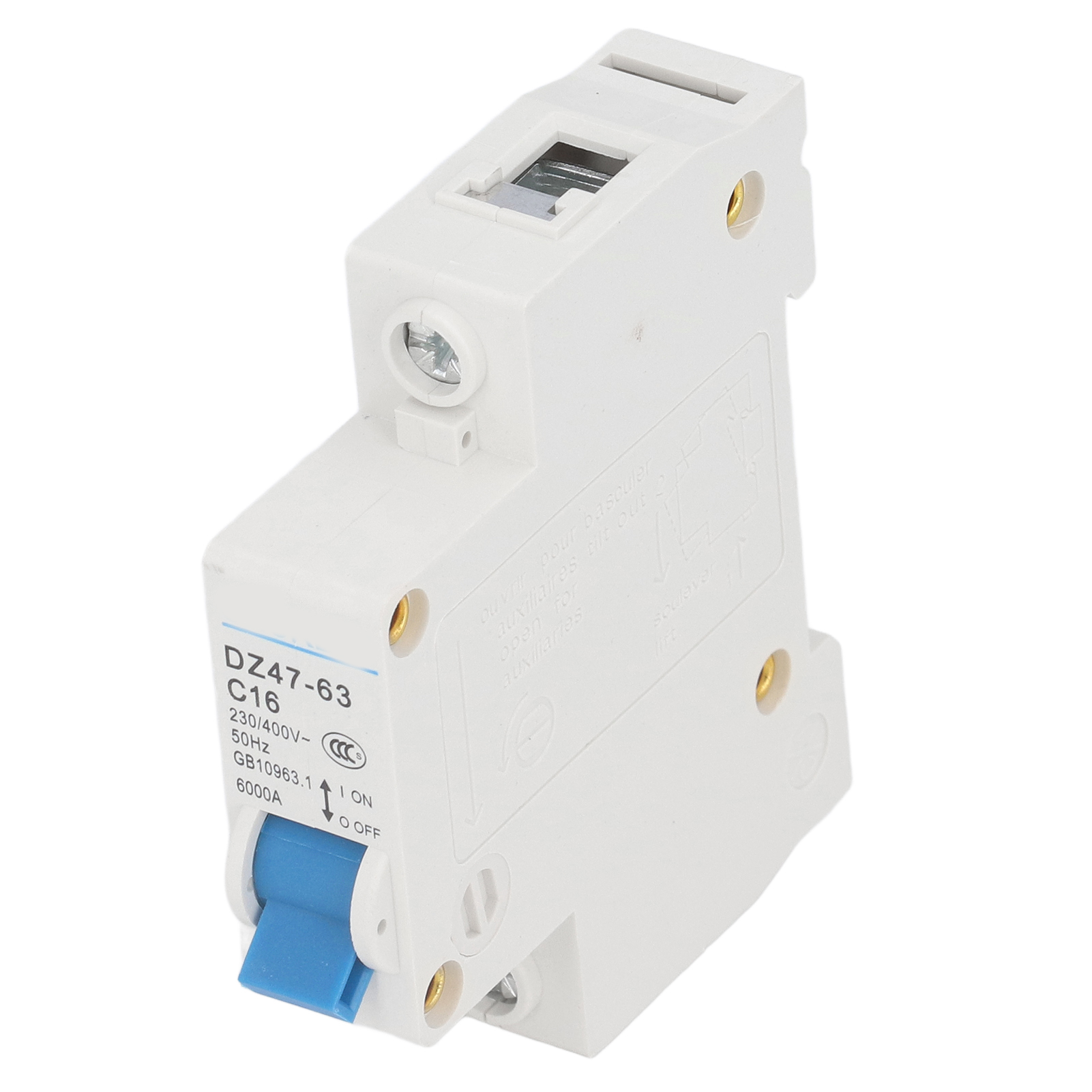 Leitungsschutzschalter 1p Pa66, Kurzschlussschutz, Din-schienenmontage, Abschaltvermögen 6000 A, 230 V/400 V, 16 A