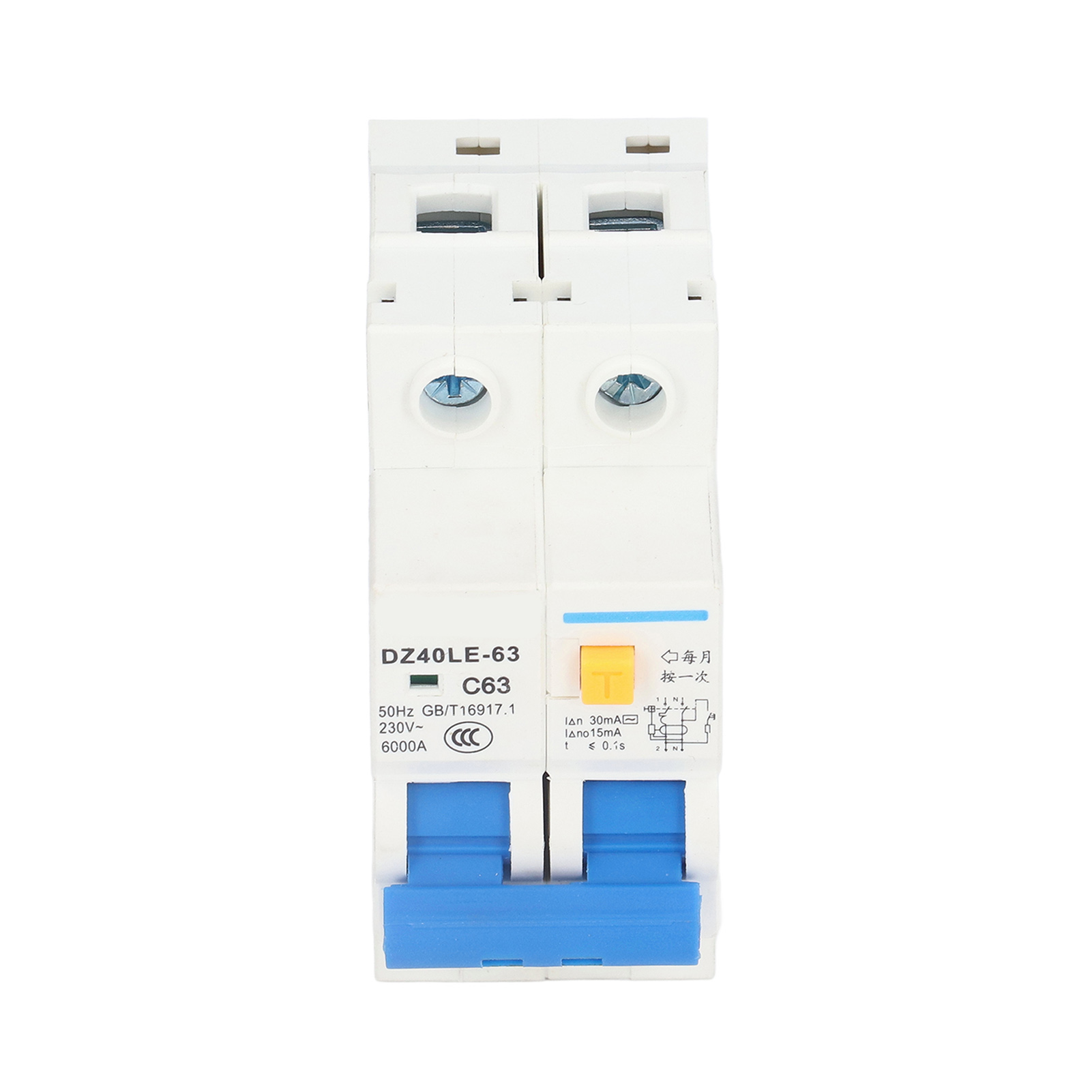 Fehlerstromschutzschalter Pa66 Für Elektrische Anlagen, 63 A, 230 V, 30 Ma