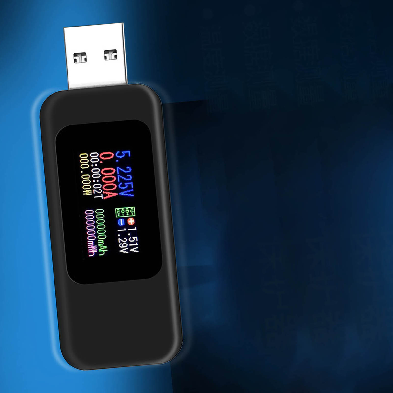 Multifunktionales Usb-testgerät Mit Lcd-bildschirm, Überwacht Stromstärke, Spannung Und Akkukapazität, Schwarz